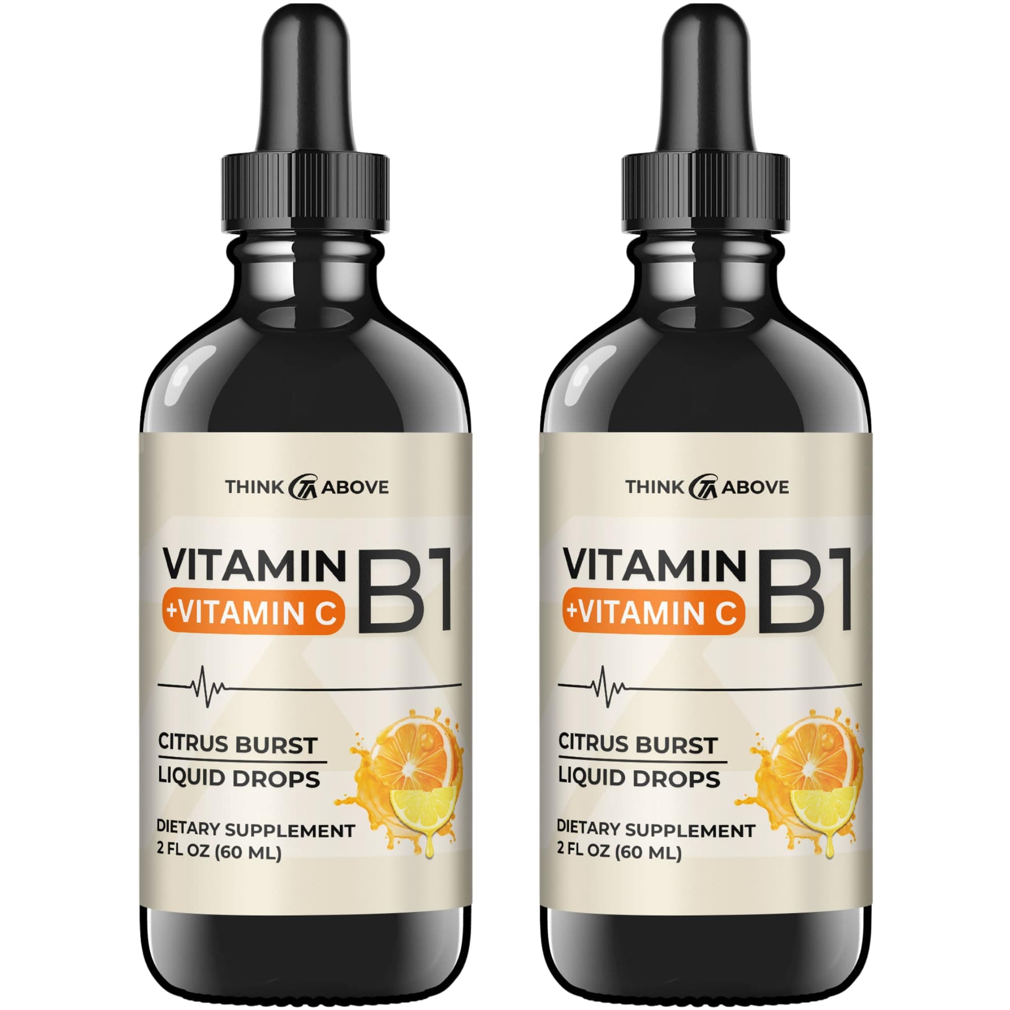 Think Above Vitamin B1 + Vitamin C Liquid Drops - Energy & Immune Support Supple - Image 1