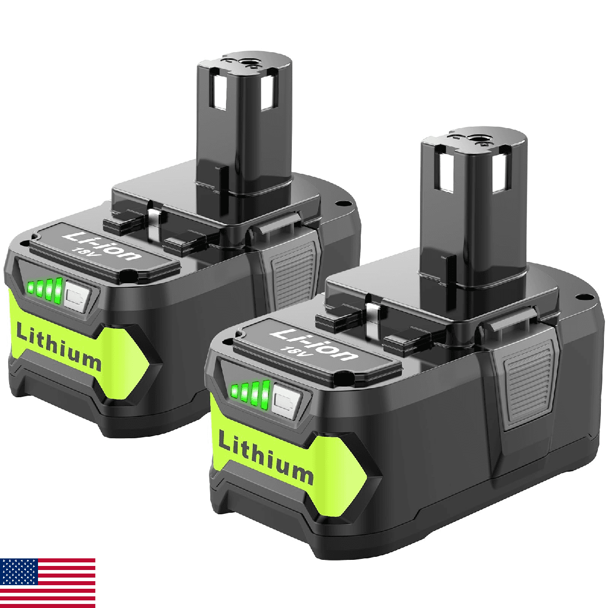 Nicetoro 2Pack 5000mAh Replacement for Ryobi 18V Battery P102 P103 P104 P105 P10 - Image 1