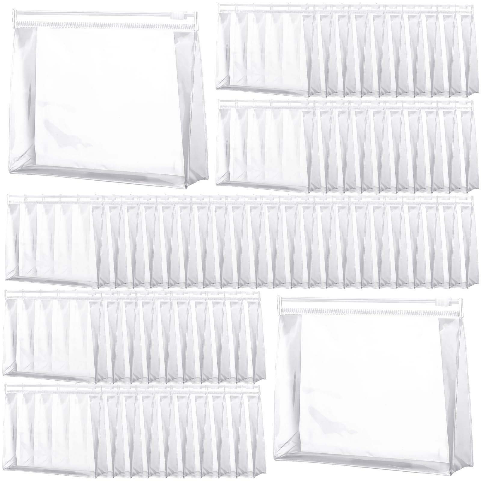 Xuniea 100 Pcs Mini Clear PVC Travel Toiletry Makeup Bags Organizer Pouches - Image 1