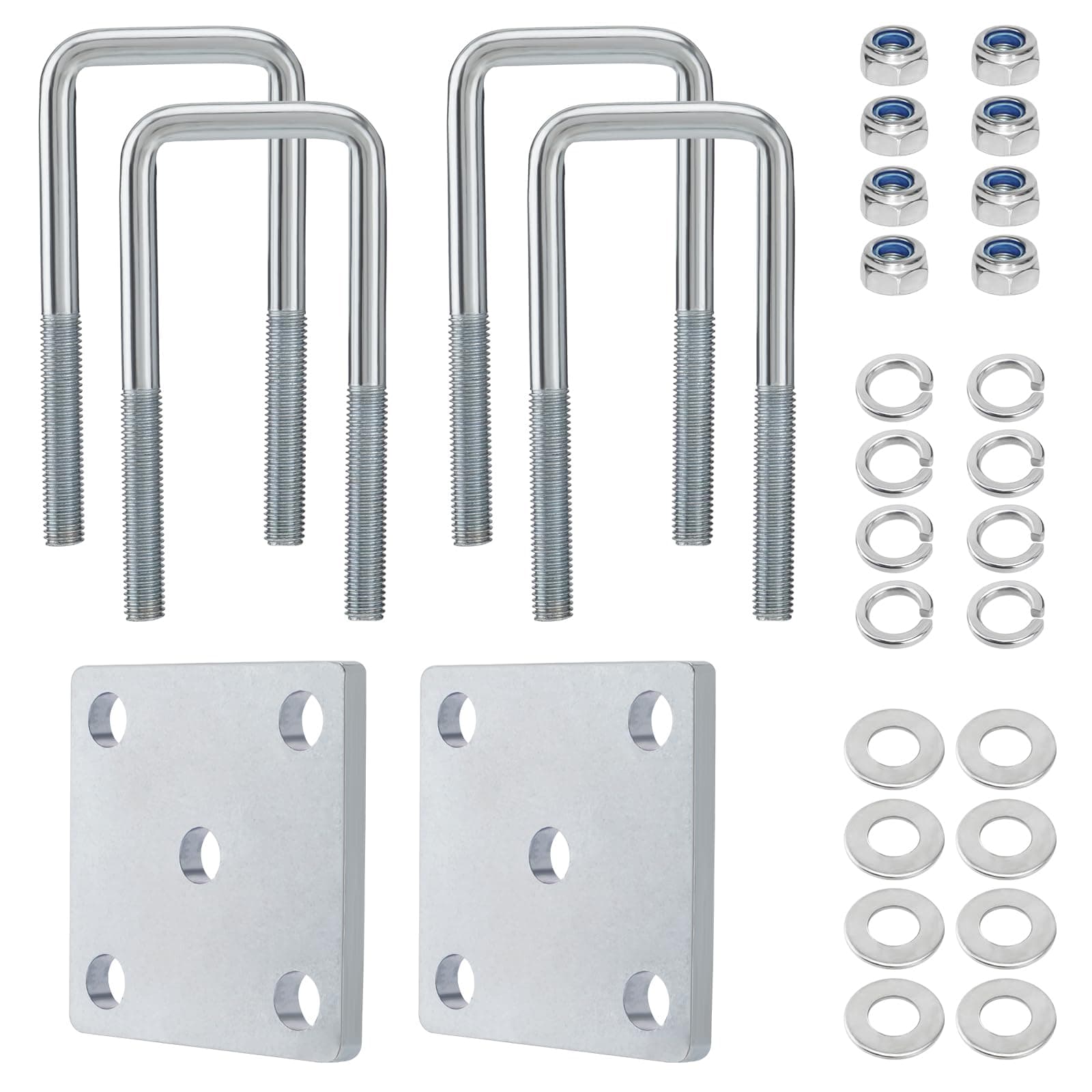 Racewill Square U-Bolt Kit for Boat Trailer Axle Leaf Springs 2x2 Axle - Image 1