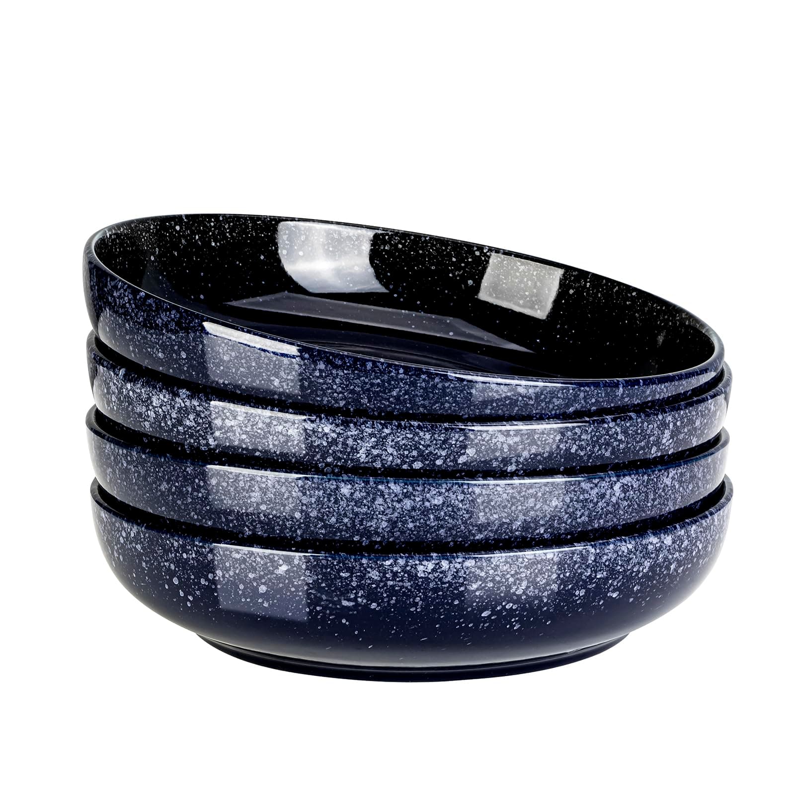 S&Q CERAMICS Set of 4 10" Navy Blue Large Salad Pasta Serving Bowls - Image 1