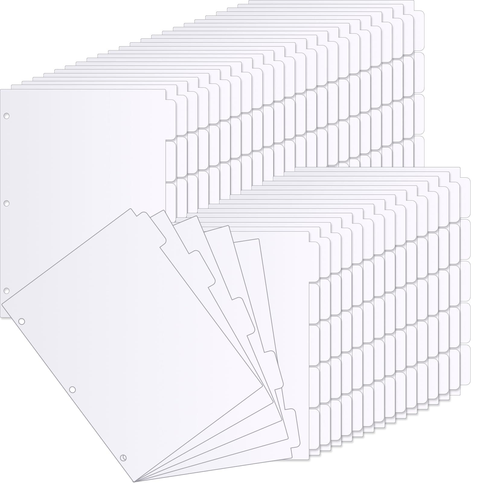 Thenshop 200 Pcs 3 Ring Binder Dividers w/ Tabs Bulk - 40 Sets 5 Tab Cut - Image 1