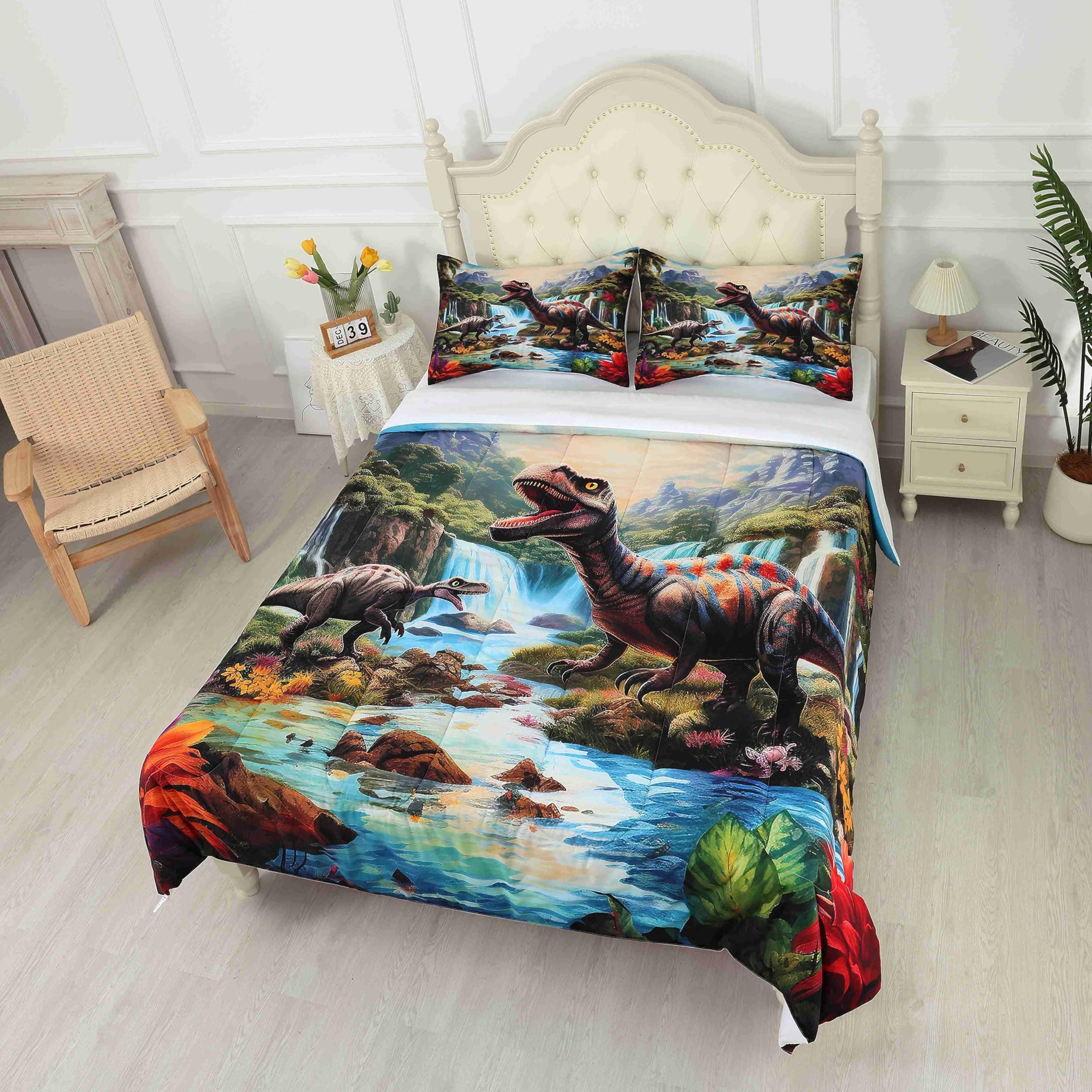 VTKON Kids Full Comforter Set Super Soft Microfiber Dinosaur Bedding Boys Girls - Image 1