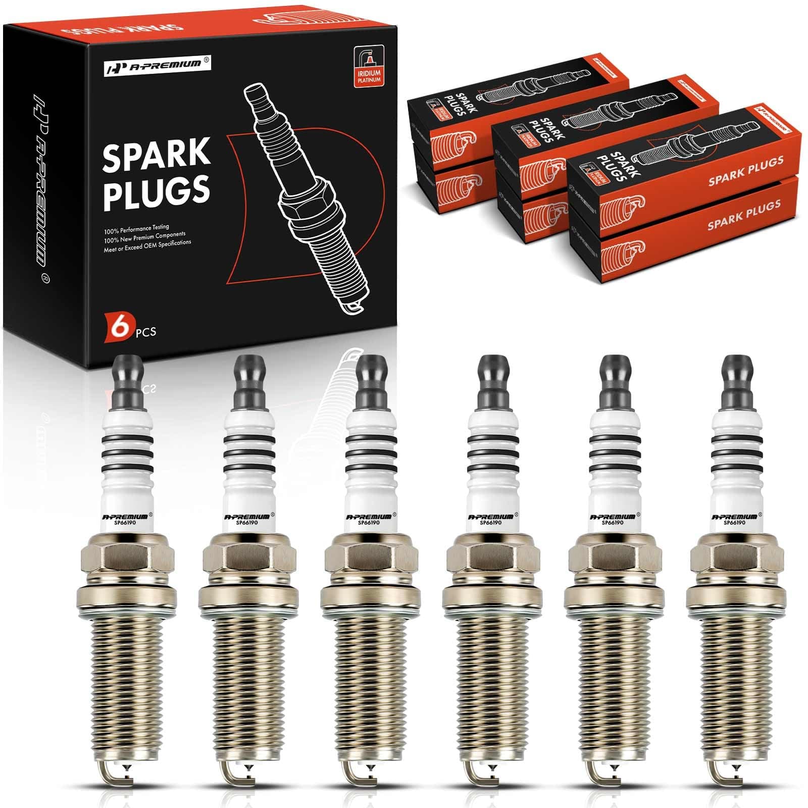 A-Premium 6619 Iridium Platinum Spark Plugs (6-Pack) for Toyota, BMW, Subaru - Image 1