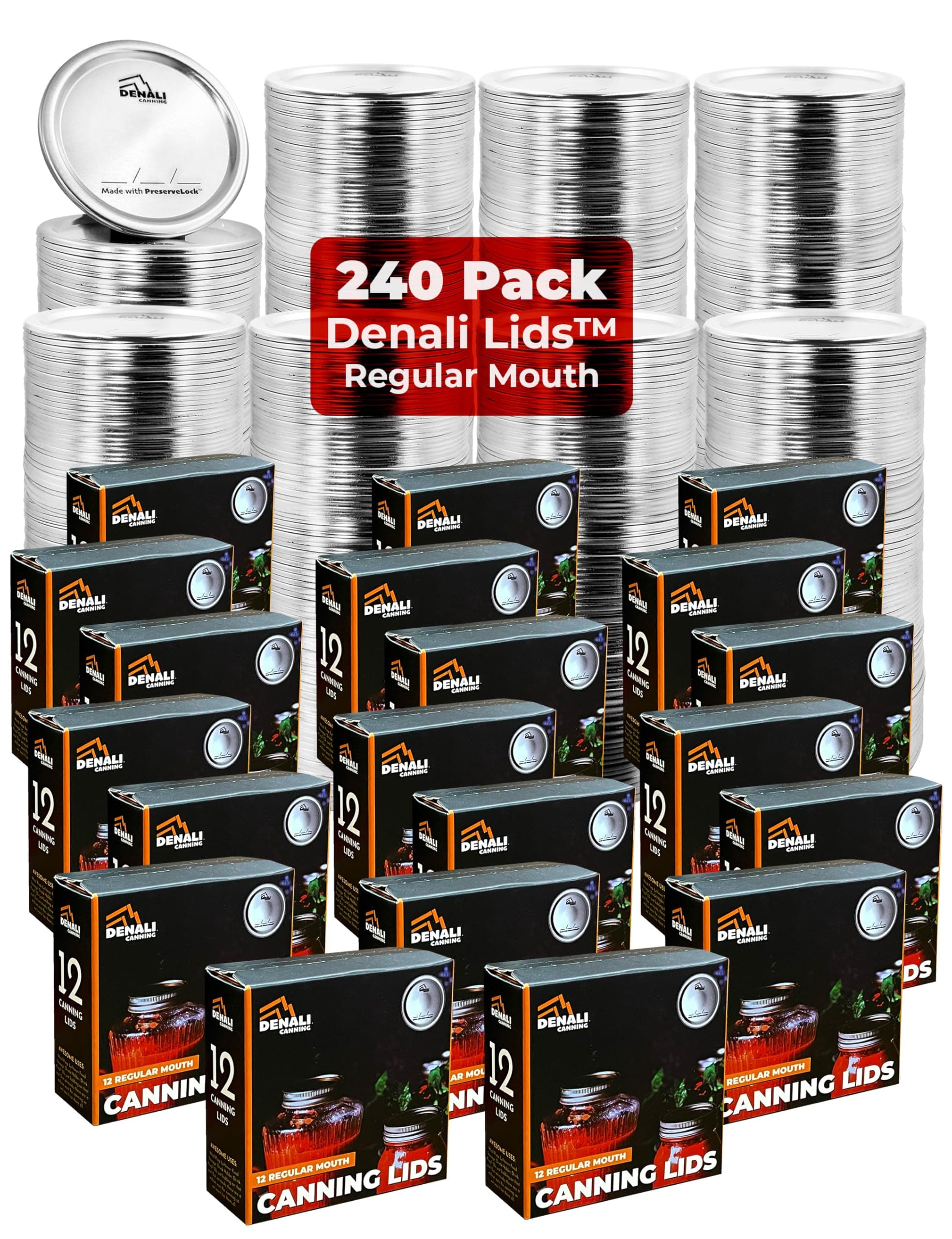 DENALI 240-Pk Regular Mouth Canning Lids | 24-Month Seal PreserveLock - Image 1