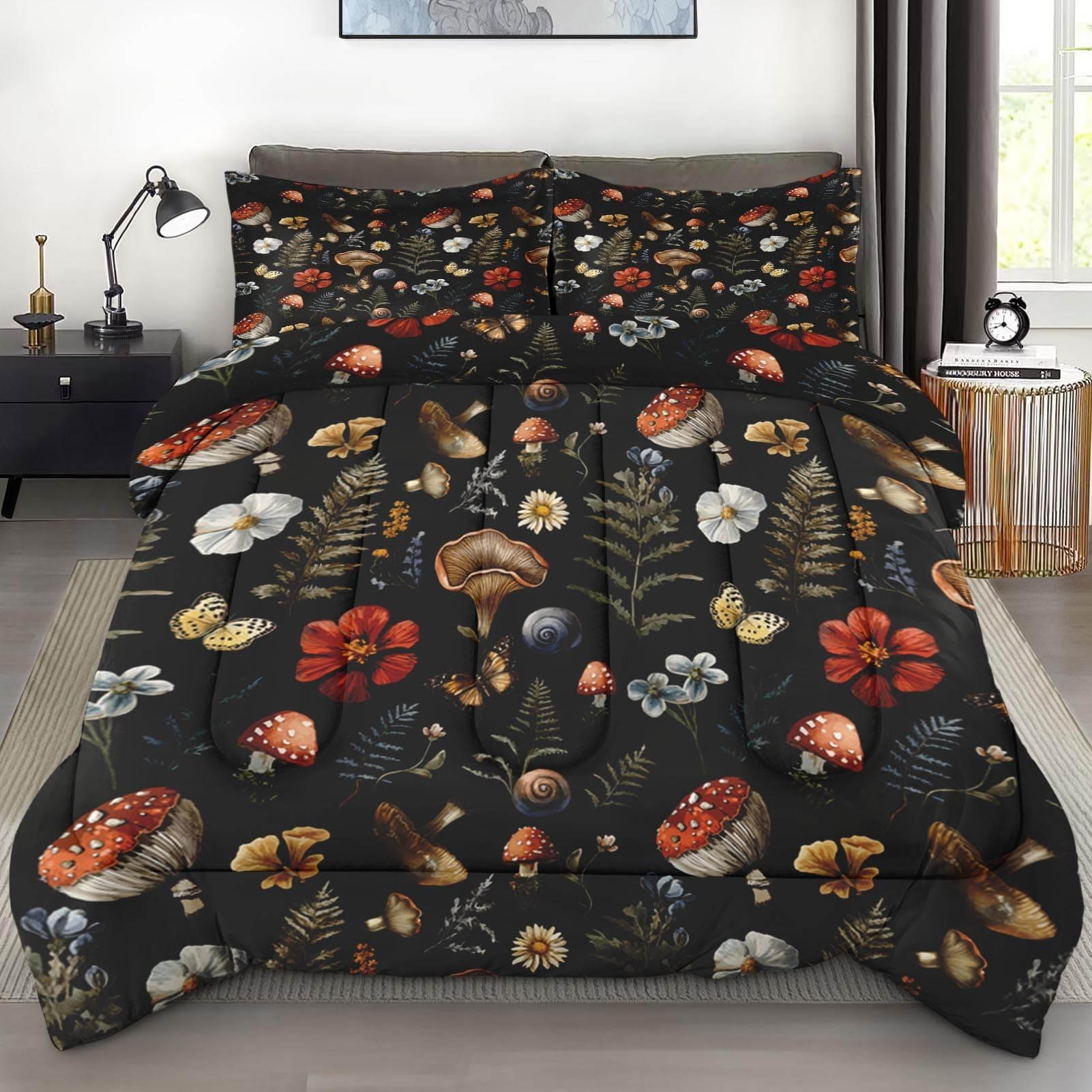 Pamnest Full Woodland Mushroom Comforter Set, Soft 3-Piece Bedding - Image 1