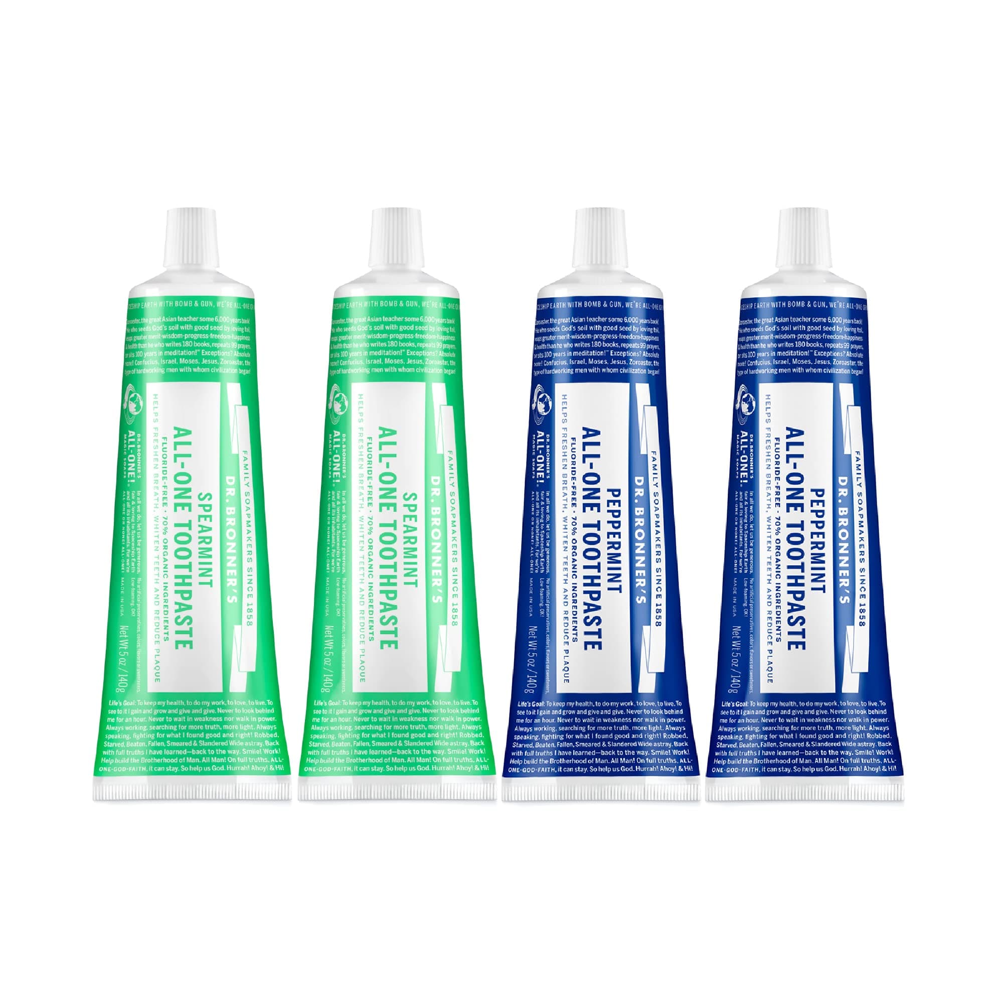 Dr. Bronner’s All-One Toothpaste Variety Pack Peppermint Spearmint Organic Fluor - Image 1