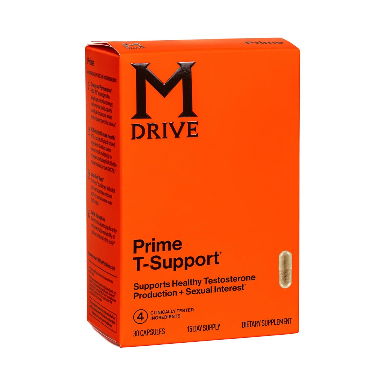 Mdrive Prime Men's T-Support Supplement Max Energy Focus Lean Muscle KSM-66 Ashw - Image 1