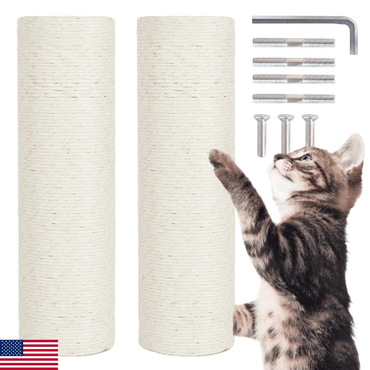 PowerKing Thick Natural Sisal Replacement Scratching Post,15.7" Length, 4.5" Thi - Image 1