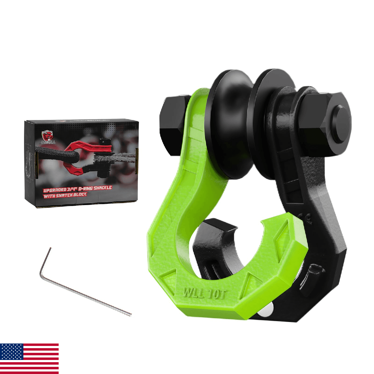 AMBULL D Ring Separate Shackle with Snatch Block, 3/4" Easy Open Shackles w/Snat - Image 1