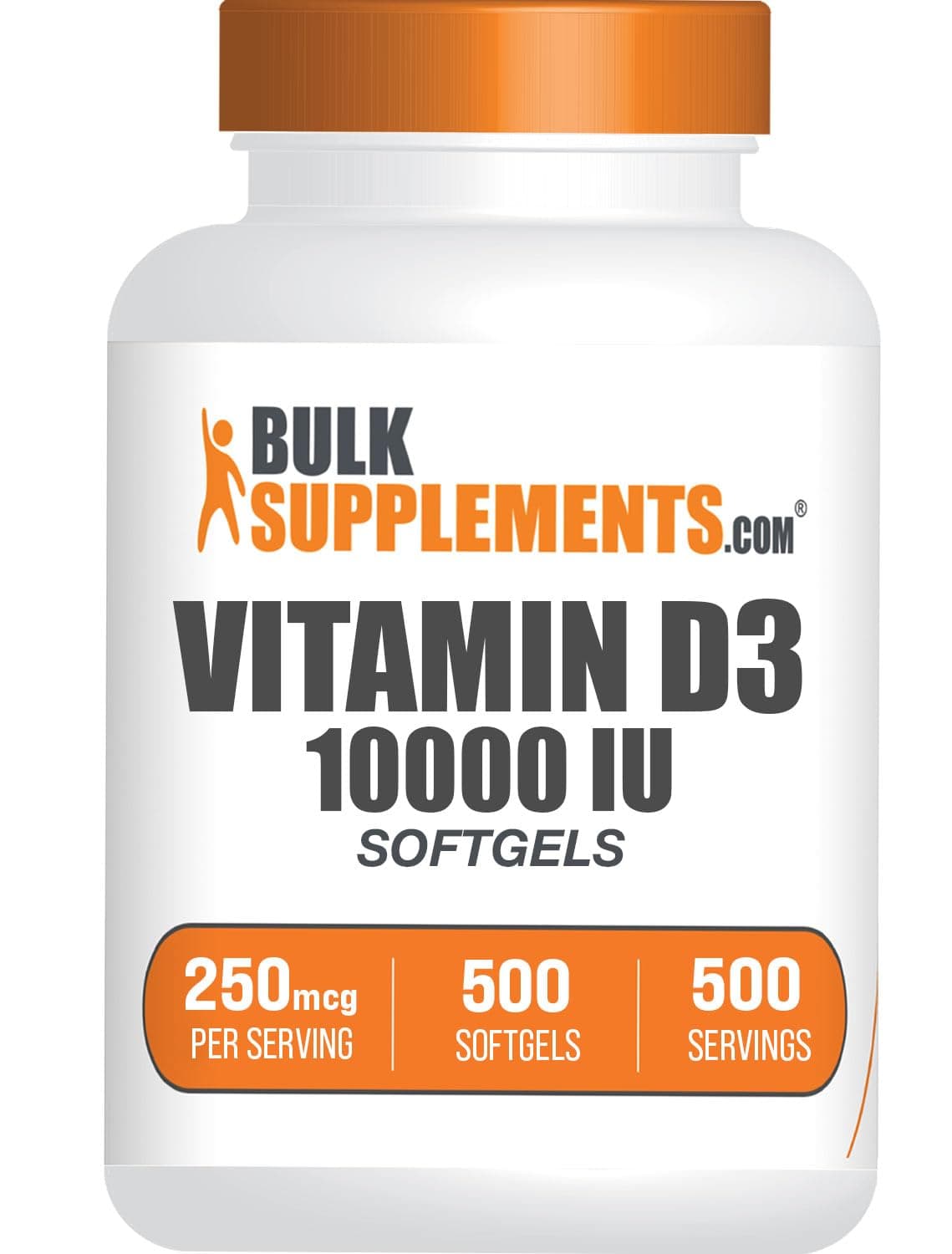 BulkSupplements Vitamin D3 10000IU Softgels 500 Count - Immune & Bone Health - Image 1