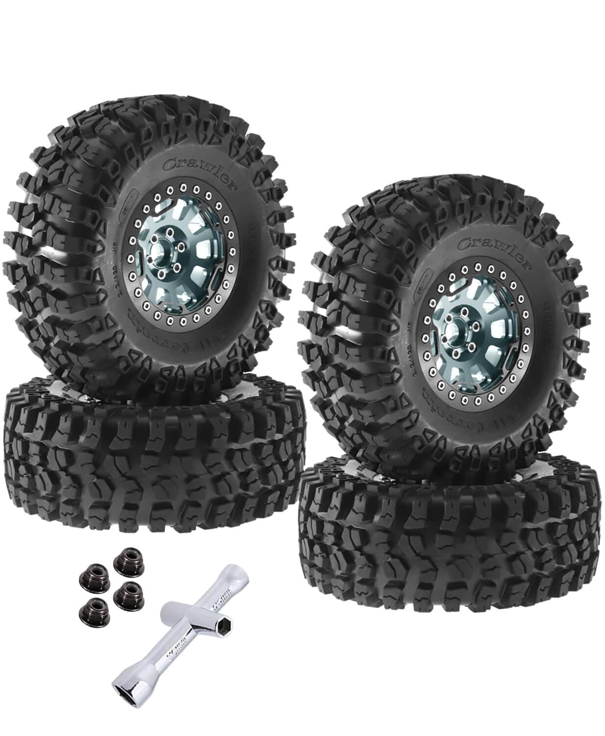 RCMYou 2.2" RC Wheel Rims & Tires for 1/10 SCX10 II 90046 TRX4 TRX6 D90 VS4-10 - Image 1
