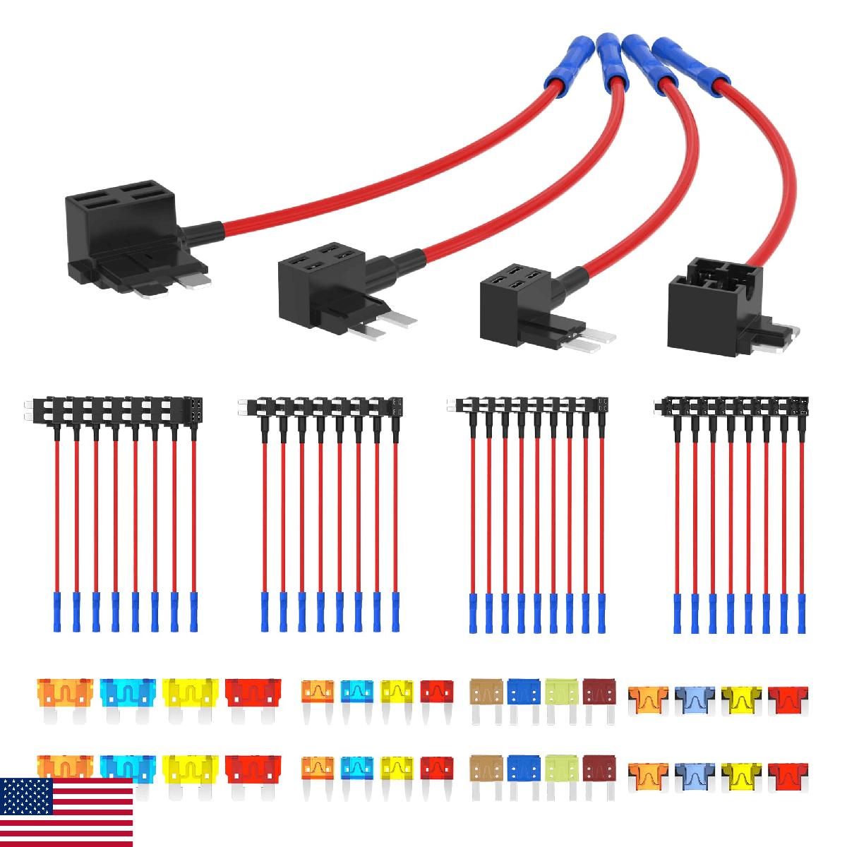 RVBOATPAT 36PCS 4 Types Add-A-Fuse Kit 5A 10A 15A 20A Fuses 12V Tap Ста - Image 1