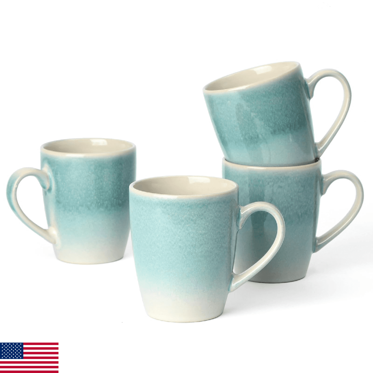 Famiware 13 oz Stoneware Coffee Mug Set of 4 for Latte, Hot Tea, Dishwasher Safe - Image 1