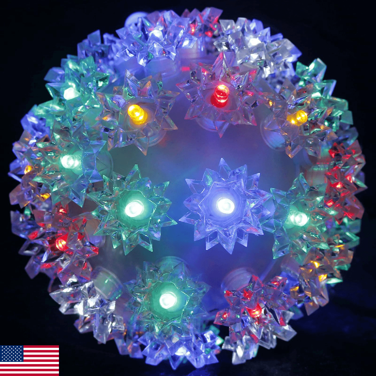Christmas Lighted Ball 7" Outdoor Hanging Sphere Lights Orb 100 LED Multicolor S - Image 1