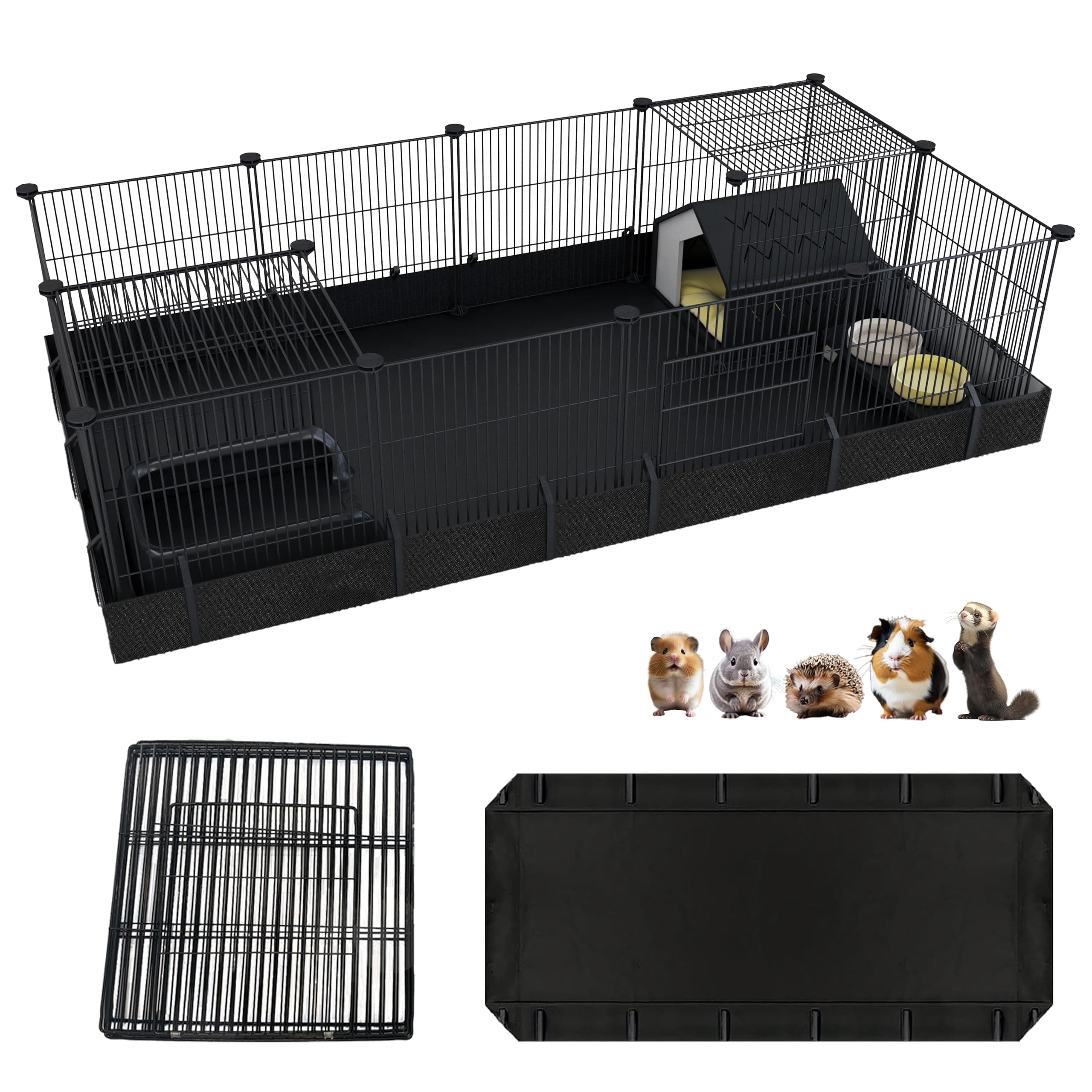 Xymoso DIY Guinea Pig Cage w/ Waterproof Canvas Bottom, 16-Panel Small Animal Pe - Image 1
