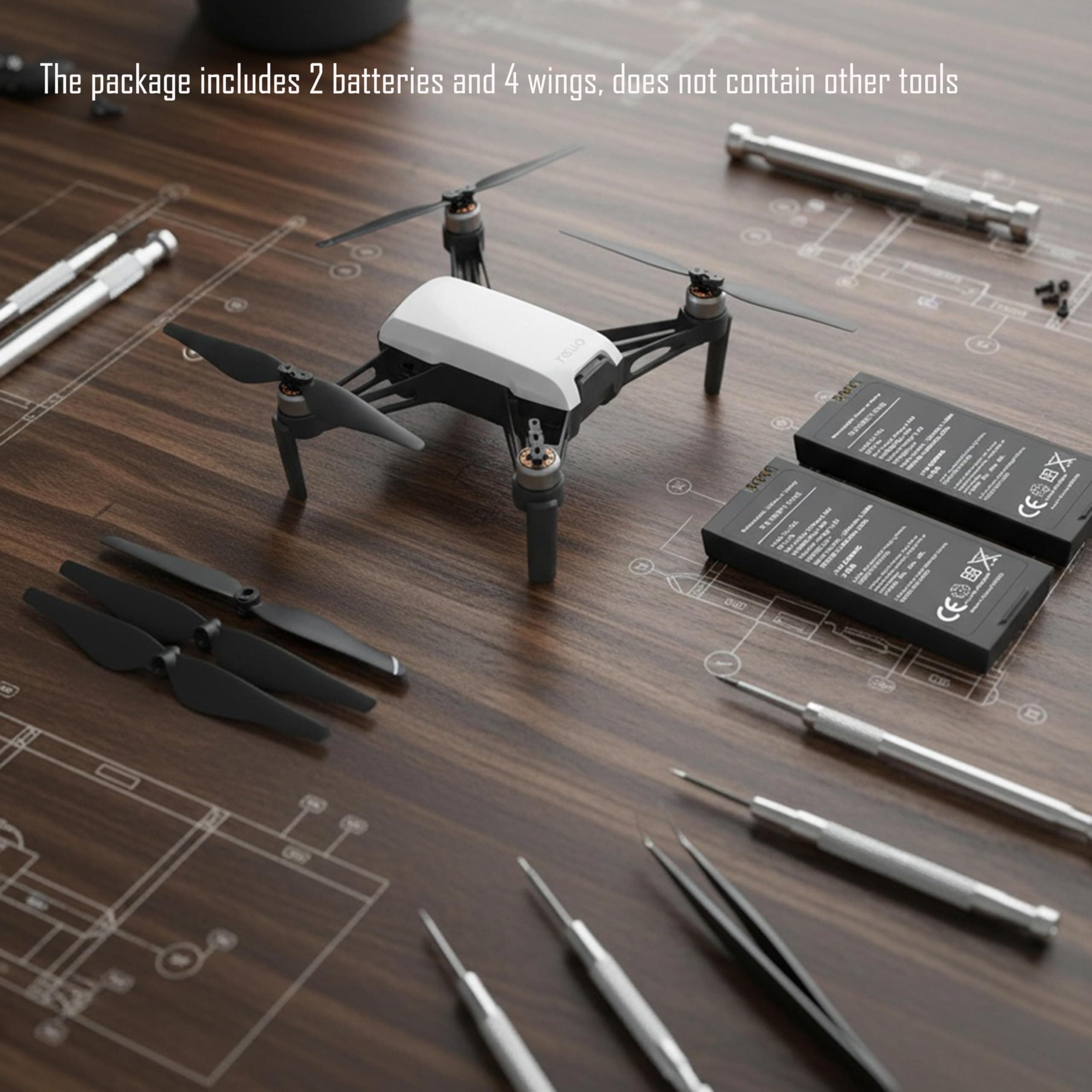 XDJXWJN 2PCS 1100mAh Tello Battery & 4 PCS Propeller for DJI Tello RC Quadcopter - Thumbnail 4