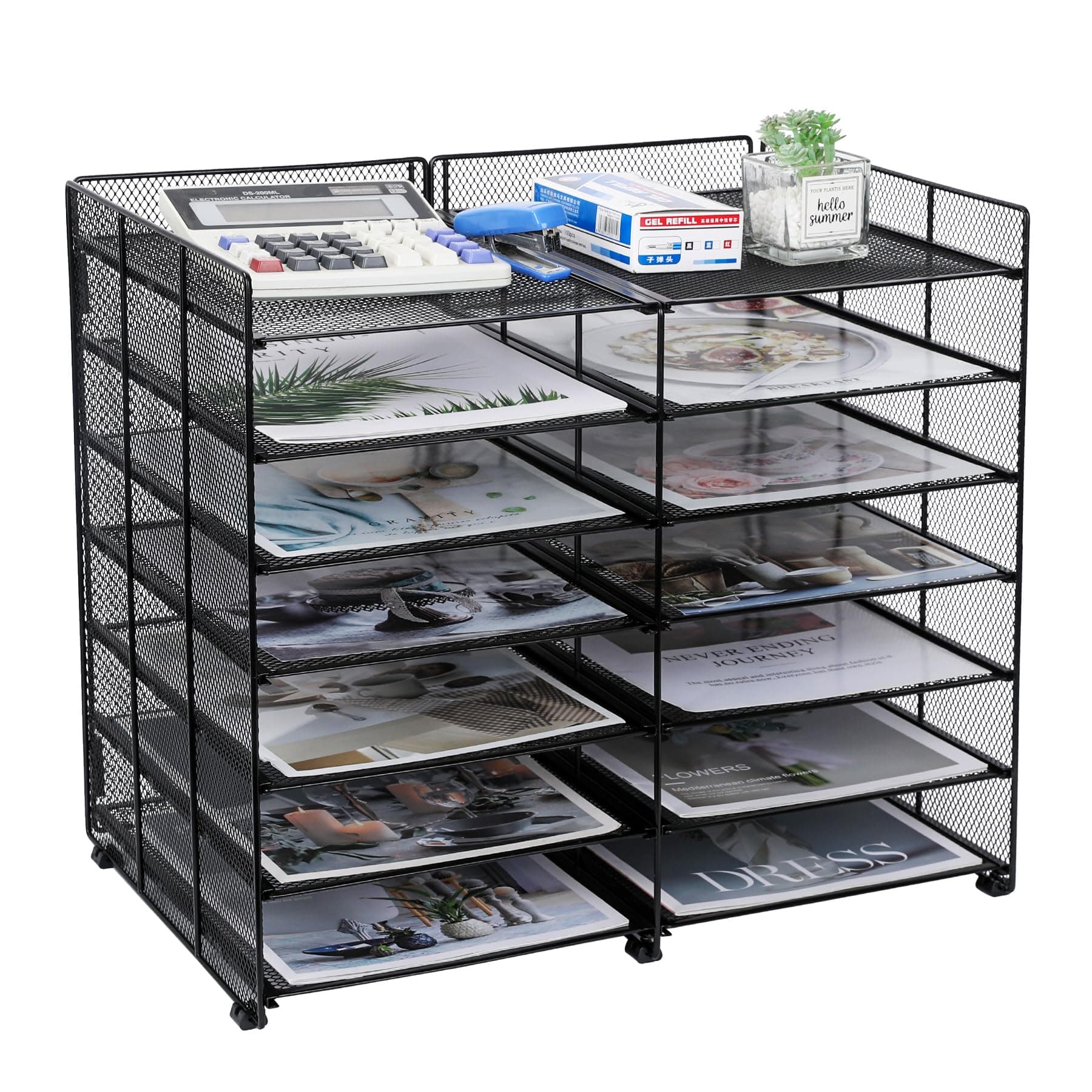 TQVAI 7-Tier Desk Paper Organizer, 12-Slot Mesh Countertop File & Mail - Image 1