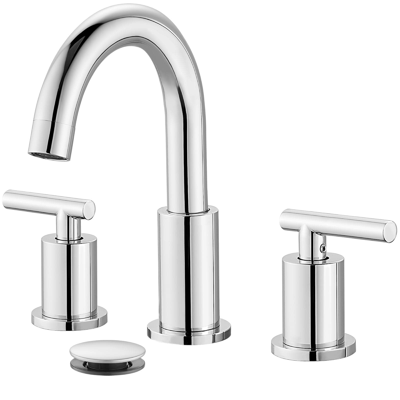 GOTONOVO 3 Hole 2-Handle Chrome Widespread Bathroom Sink Faucet Pop Up Drain - Image 1