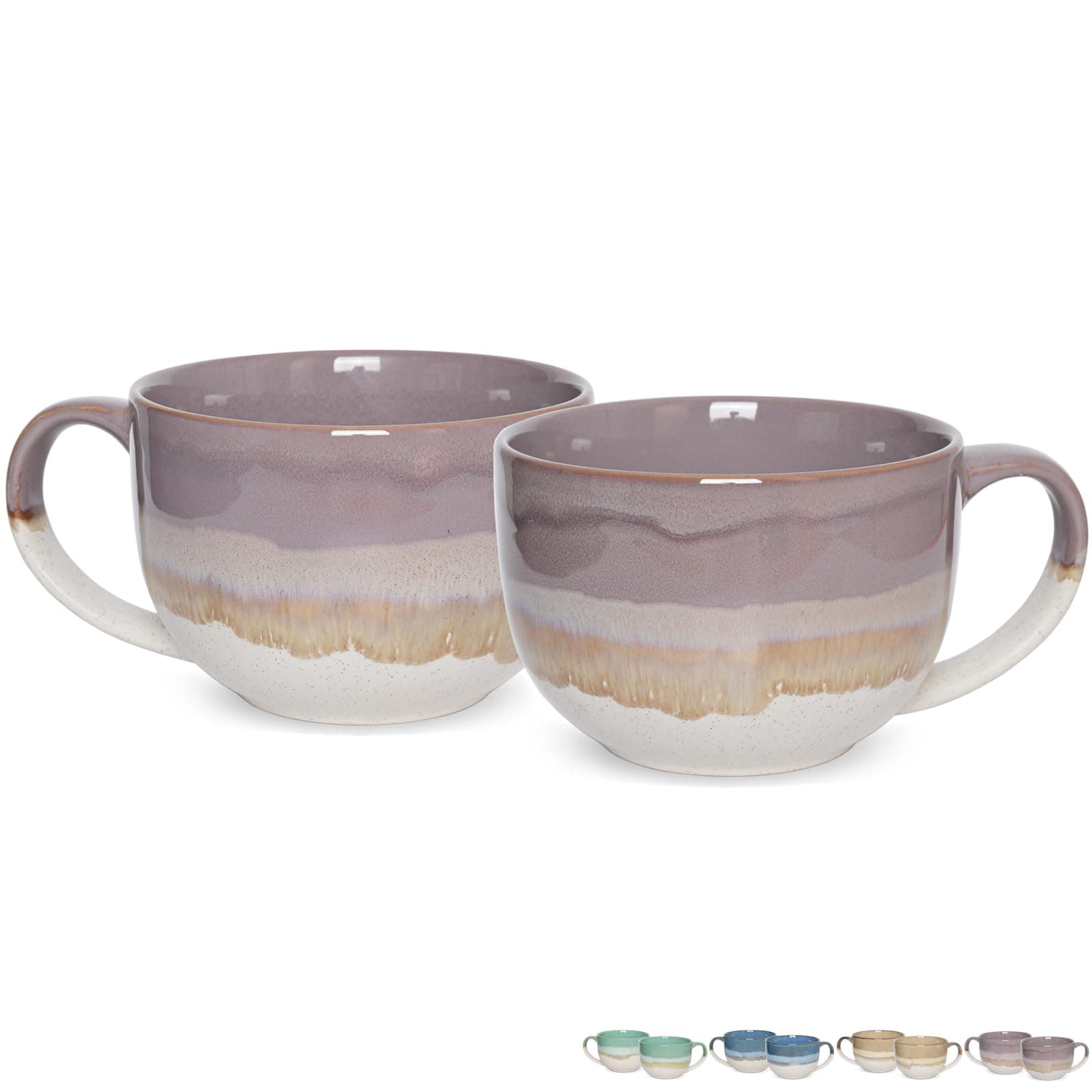 Bosmarlin 23oz Ceramic Jumbo Coffee Mug Set of 2, Large Mugs Soup Bowls W/ Handl - Image 1