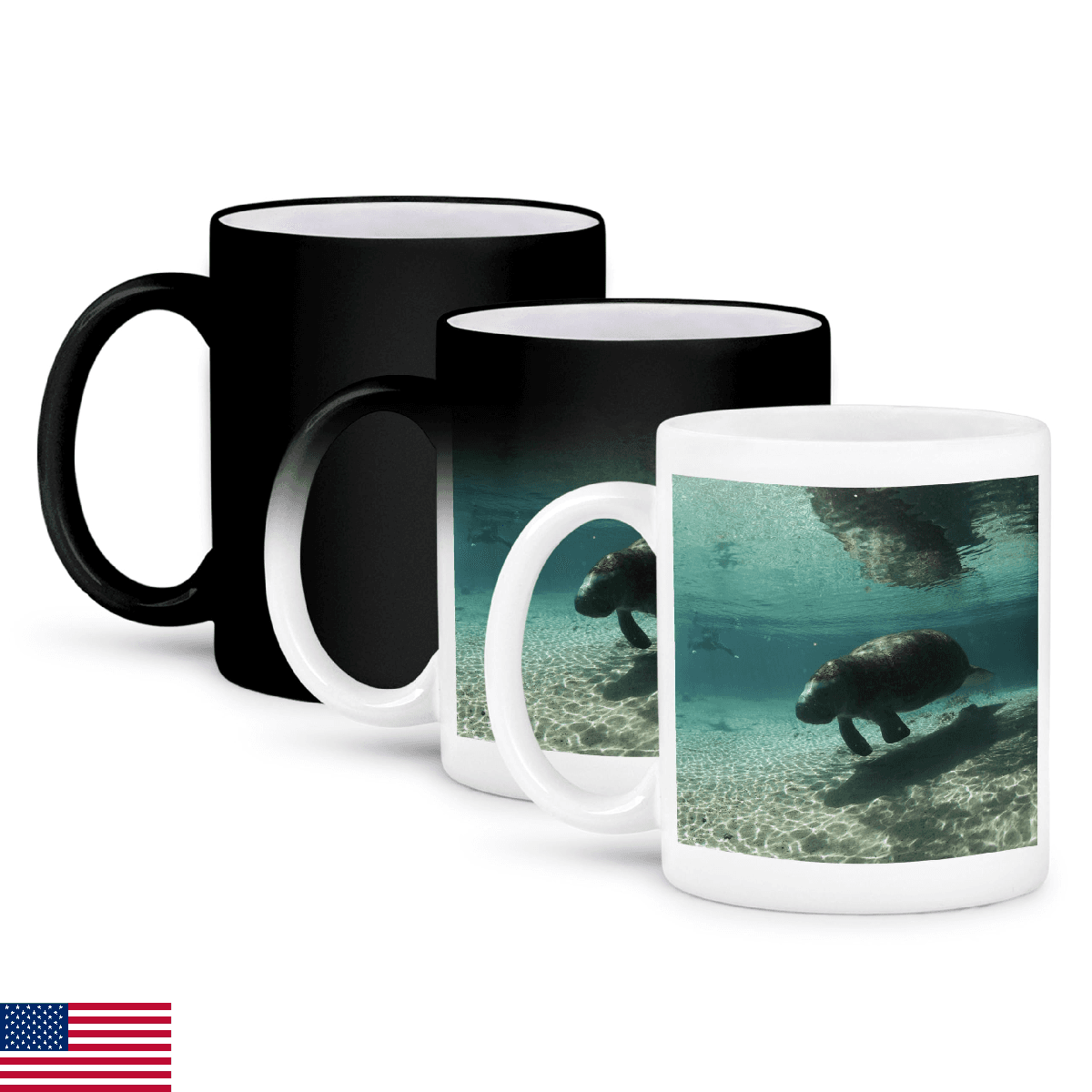 3dRose, Crystal River Florida Manatees Rebecca Jackrel Magic Transforming Mug, 1 - Image 1
