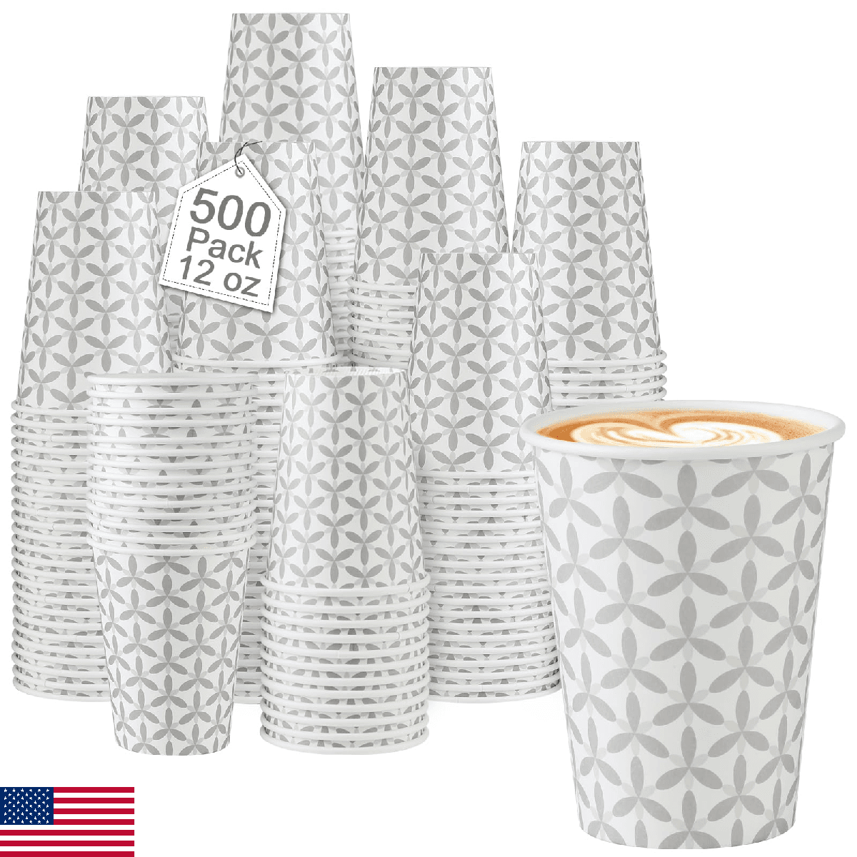 Lamosi 500 Pack 12 oz Coffee Cups, Paper Coffee Cups 12 oz, Disposable Coffee Cu - Image 1