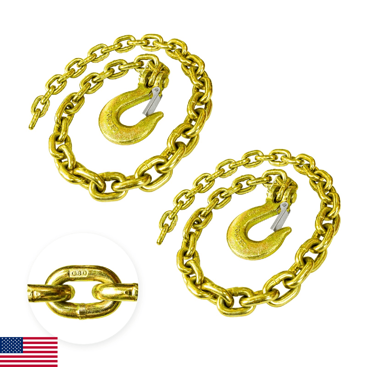 YATOINTO 2-Pack Grade 80 Trailer Safety Chain 36 Inch with 5/16'' Clevis Snap Ho - Image 1