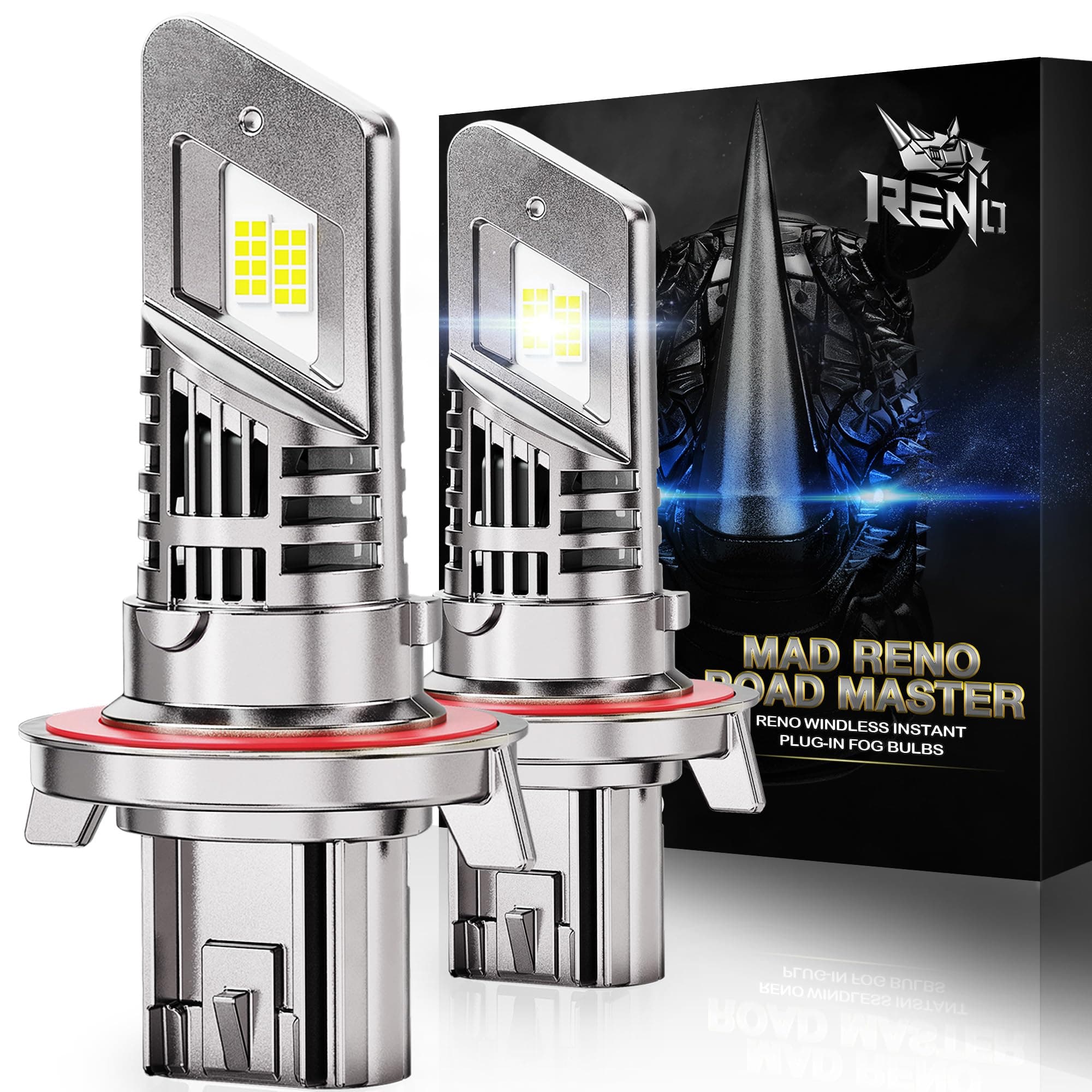 RENO H13 Bulb, 9008/H13 Fog Bulbs 1:1 Mini Size 6000K with Cool Fan Quick Instal - Image 1