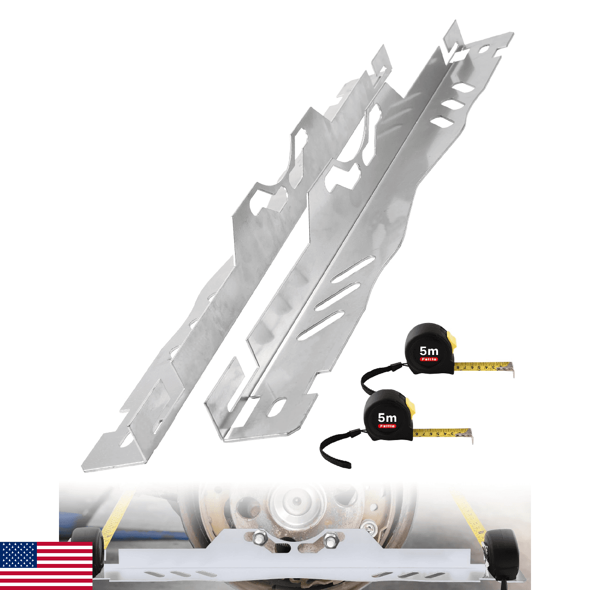 FAITIO Wheel Alignment Tool Kit 2Pcs, Toe Alignment Tool Plates with Two 5m Heav - Image 1