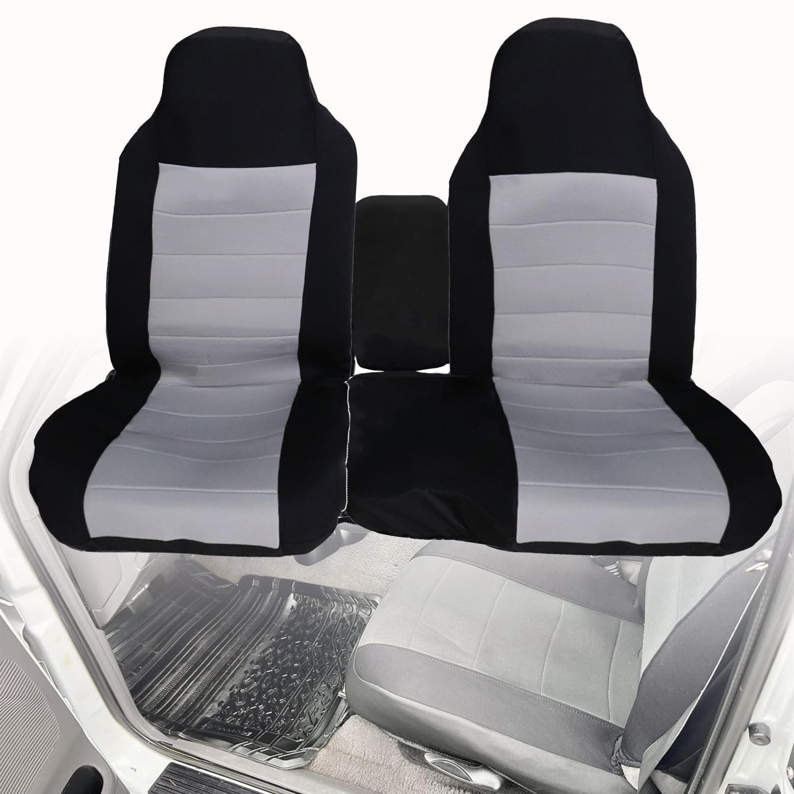 GXARTS Front 60/40 High Back Bench Seat Cover Black for - Image 1