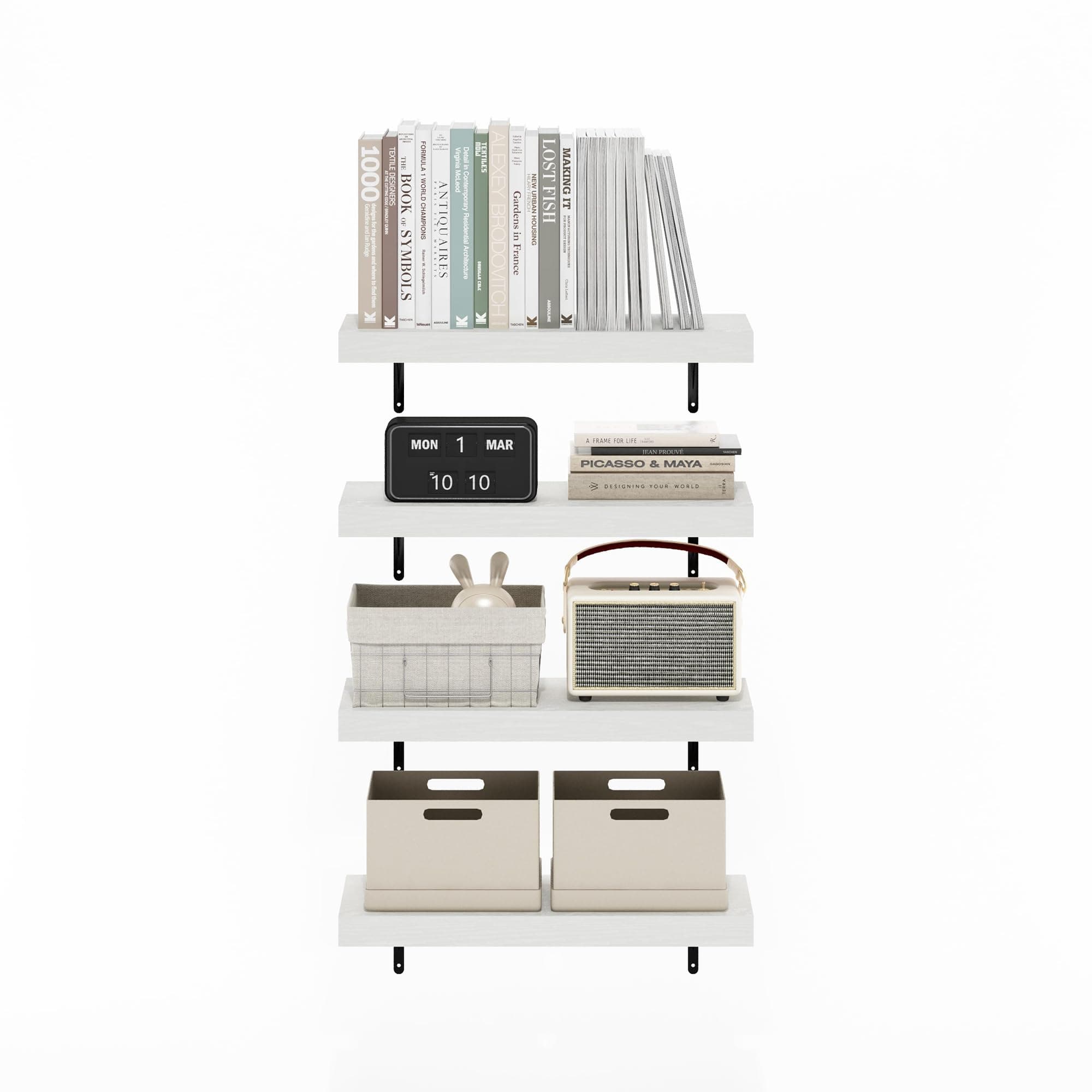 Furinno Tanna Floating Shelves for Wall Set of 4, 22-Inch Wall Shelf, Triple Thi - Thumbnail 4