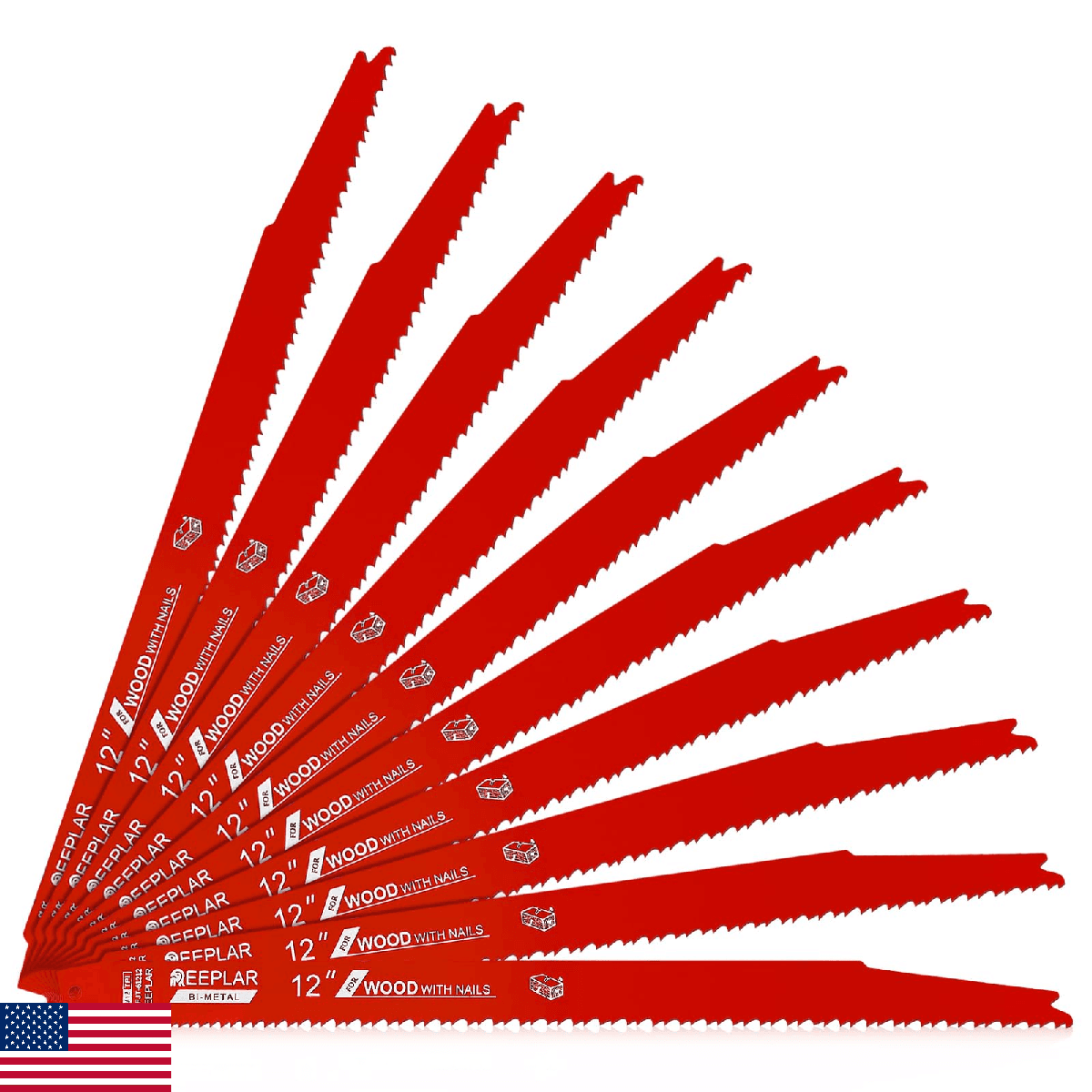 10 Pack 12 Inch 6/12 Tpi Reciprocating Saw Blades for Nail-Embedded Wood,Bi-Meta - Image 1