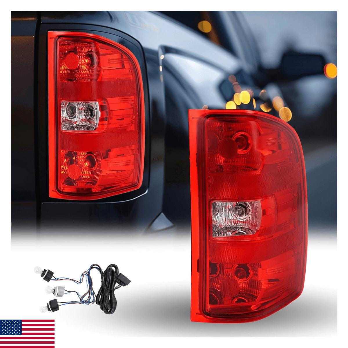 HECASA RH Tail Light w/Bulb 07-14 Chevy Silverado 1500 2500HD 3500HD GMC Sierra - Image 1