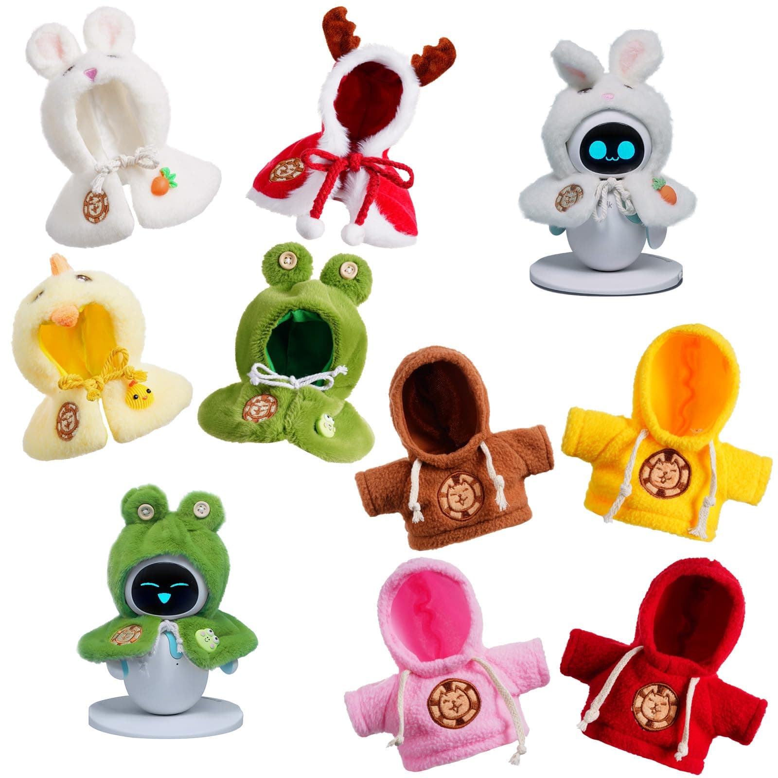 Eilik Robot 4-Piece Furry Hoodie & Cape Outfit Set - Multi-Style Pet Clothes - Image 1