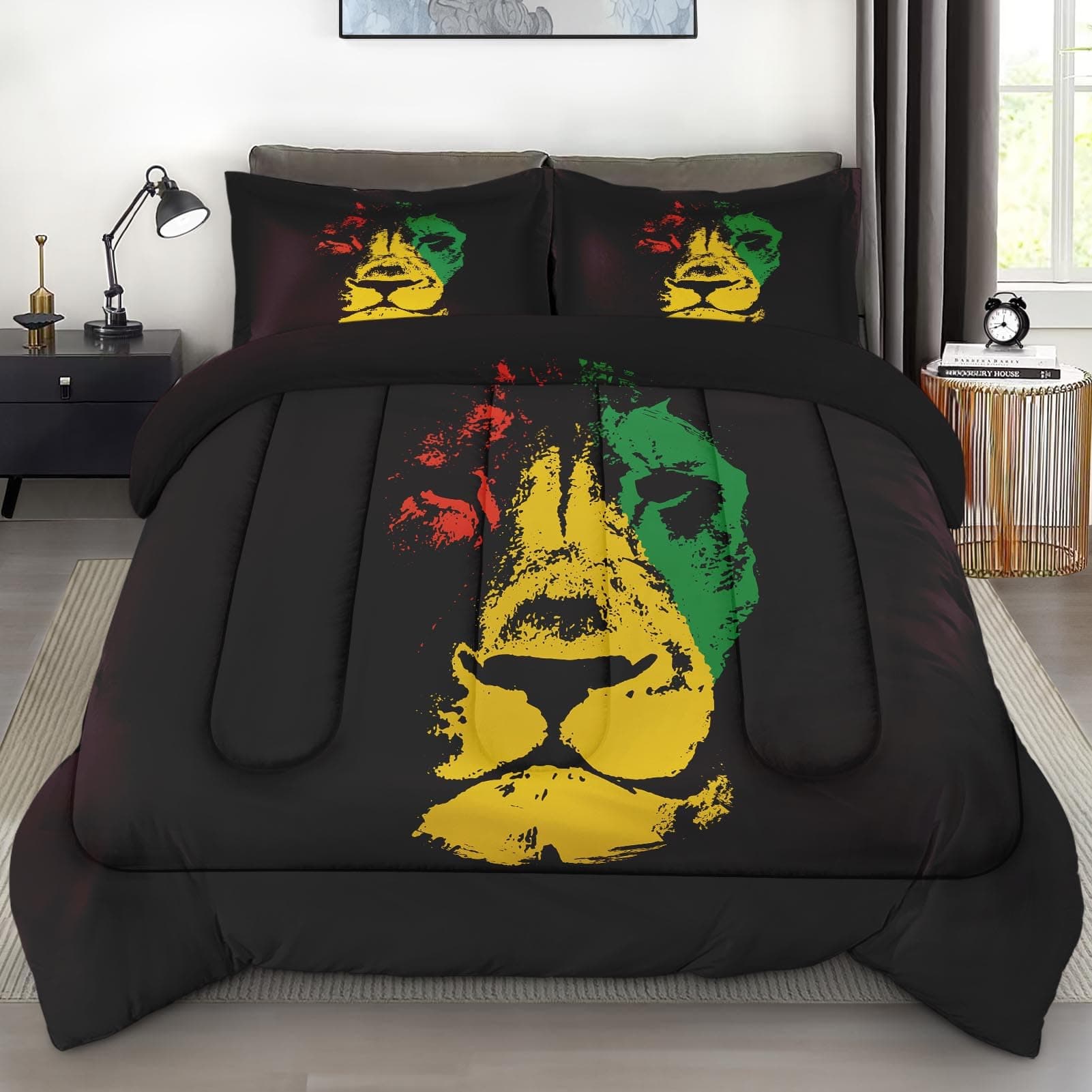Pamnest Lion African Yellow Full Comforter Set 3 Pcs Bedding for Kids - Image 1