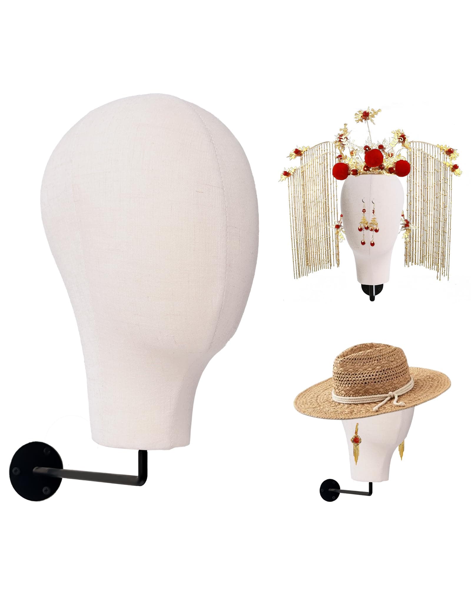 CHADWICK Wall Mounted Wig Head Stand, 21 inch Hat Display Stand Head, Mannequin - Image 1