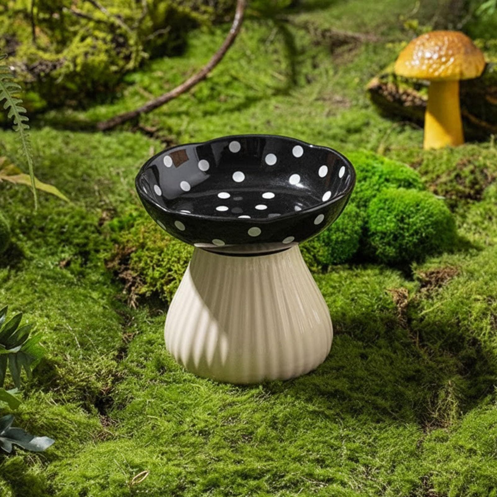 Whimsicalfox Raised Cat Bowl, Cute Mushroom Pet Feeder, Elevated Small Dog Food - Image 1