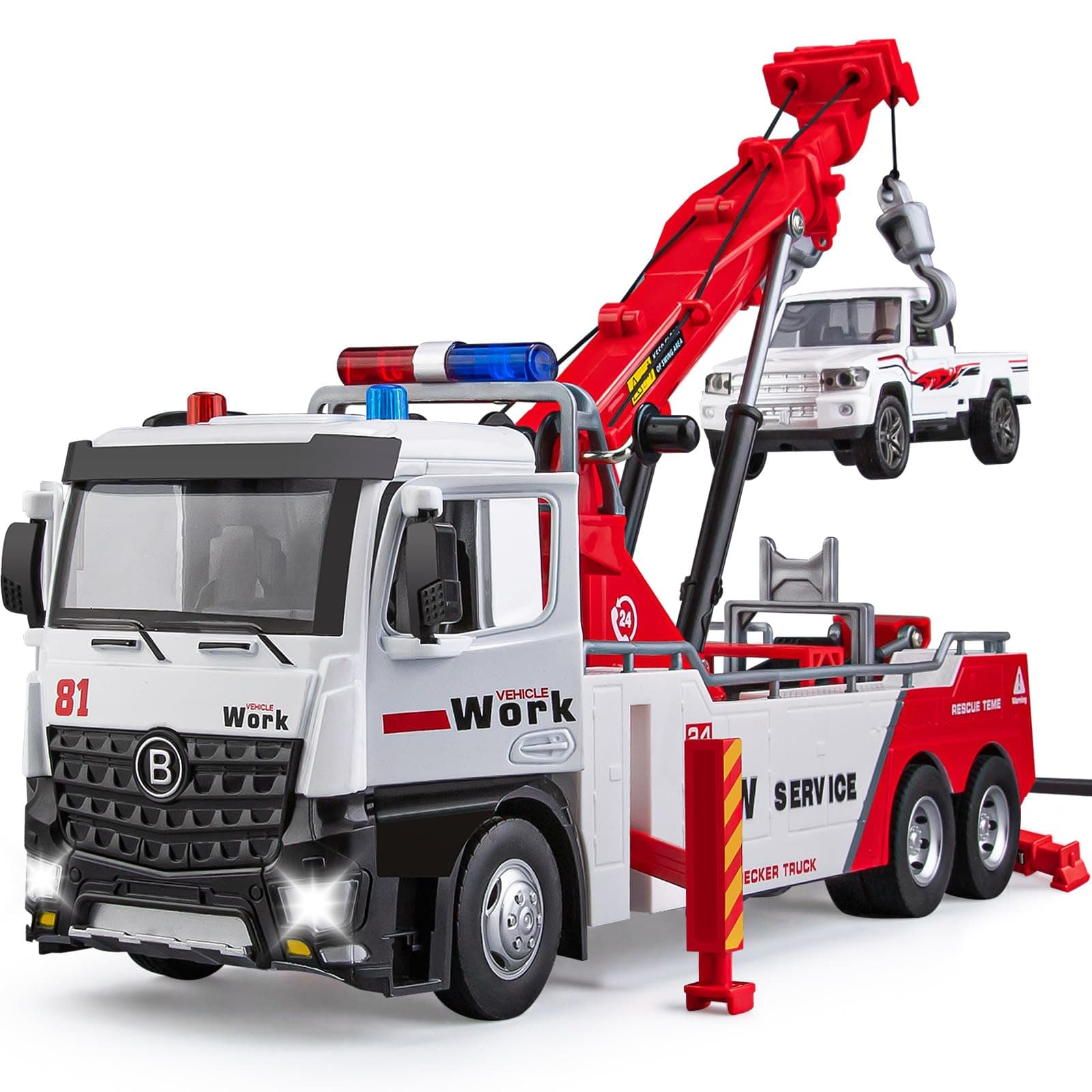 HAPYAD Tow Truck Toy for Boys, Metal Tow Truck with Crane Toy Model, Constructio - Image 1