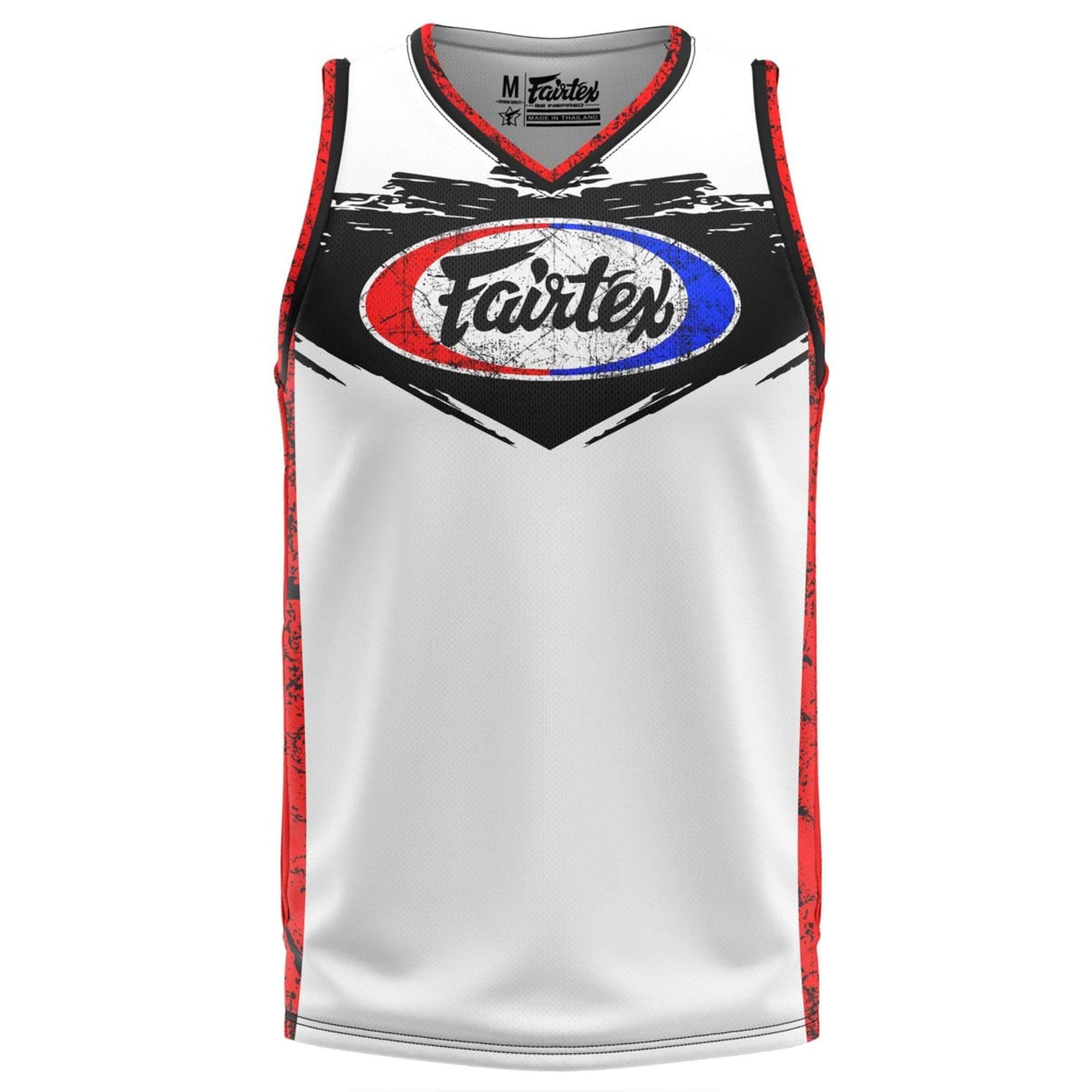 Fairtex Muay Thai Basketball Jersey - White/Black, Medium - Image 1