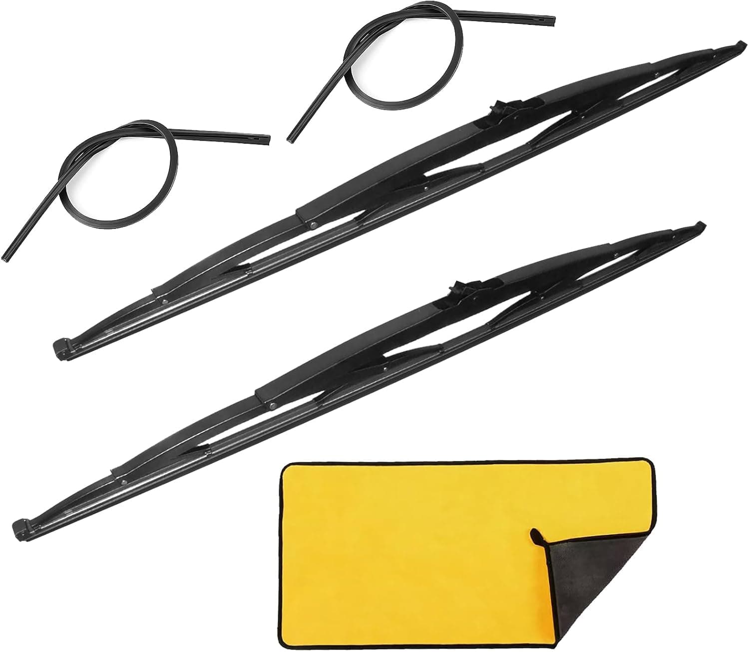 28" RV Wiper Blade Pair Motorhome Windshield Wipers 12mm 9mm J Hook 2pcs Rubber - Image 1