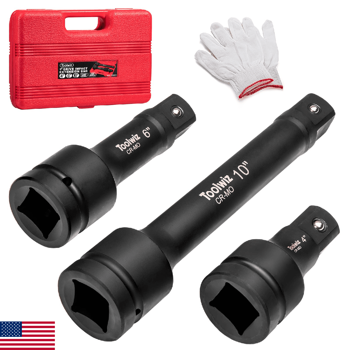 Toolwiz 1'' Socket Extension Set 4'', 6'', 10'' (3 Piece) Cr-Mo Steel, 1 inch Dr - Image 1