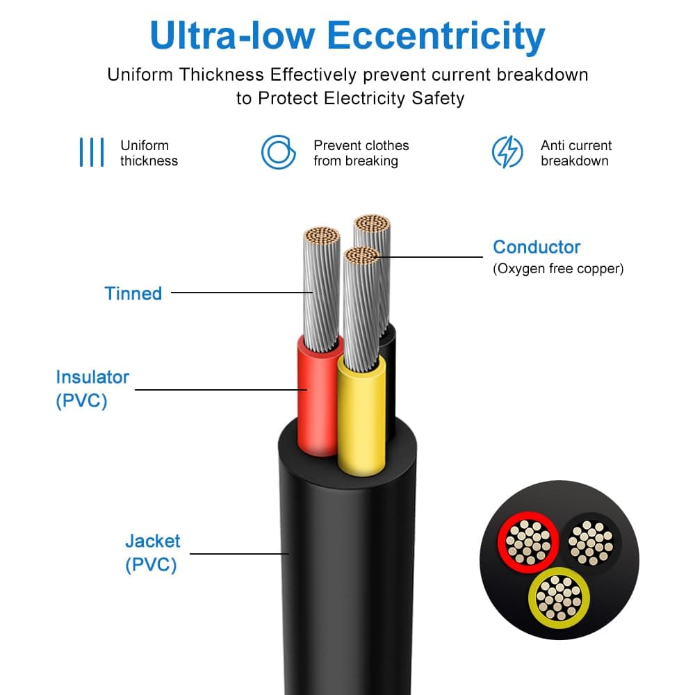 16AWG 3-Conductor Electrical Wire 33FT PVC Tinned Copper 16/3 Extension Cable - Thumbnail 4