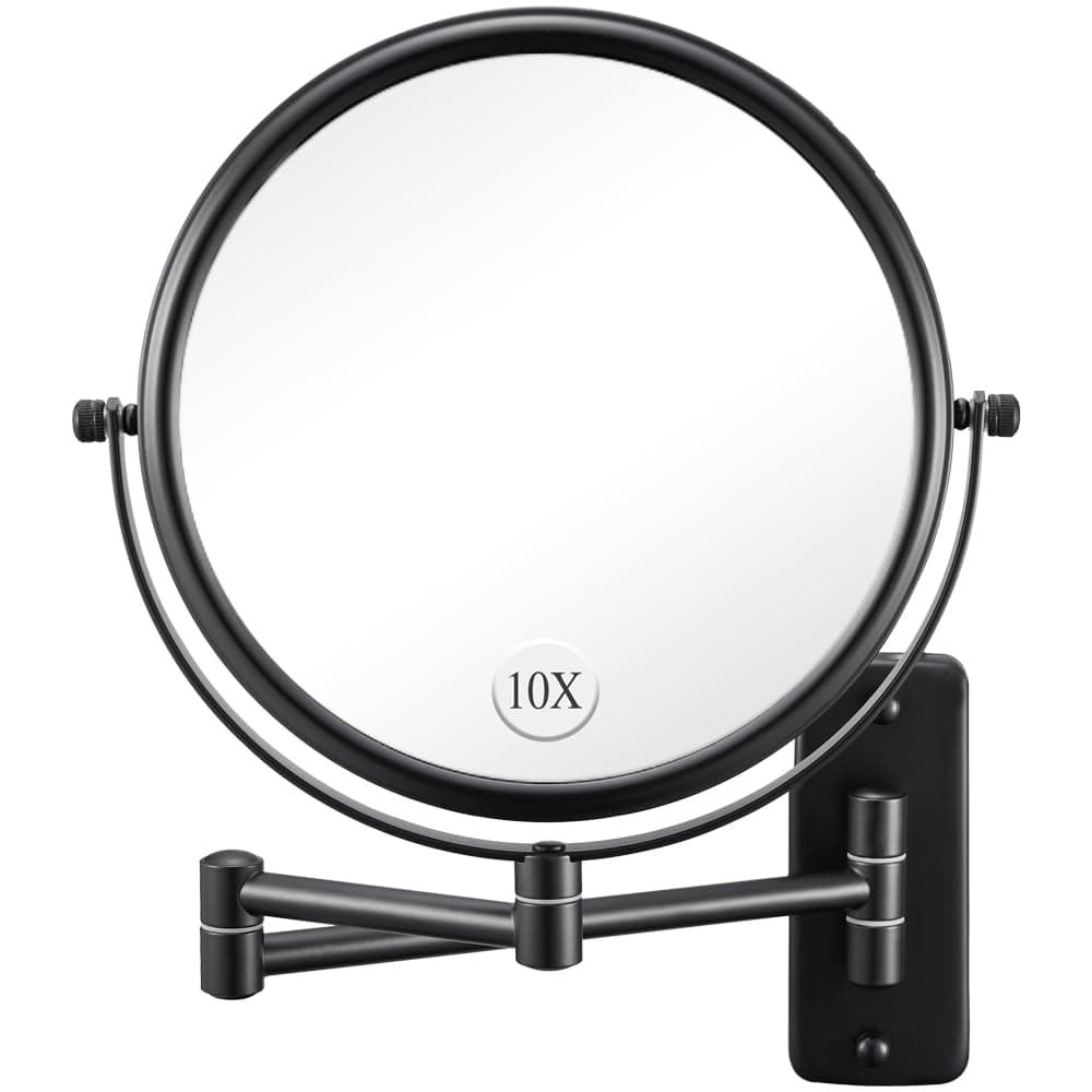 Wall Mounted Makeup Mirror 1X 10X Magnifying Double Sided 8-Inch Swivel Extendab - Image 1