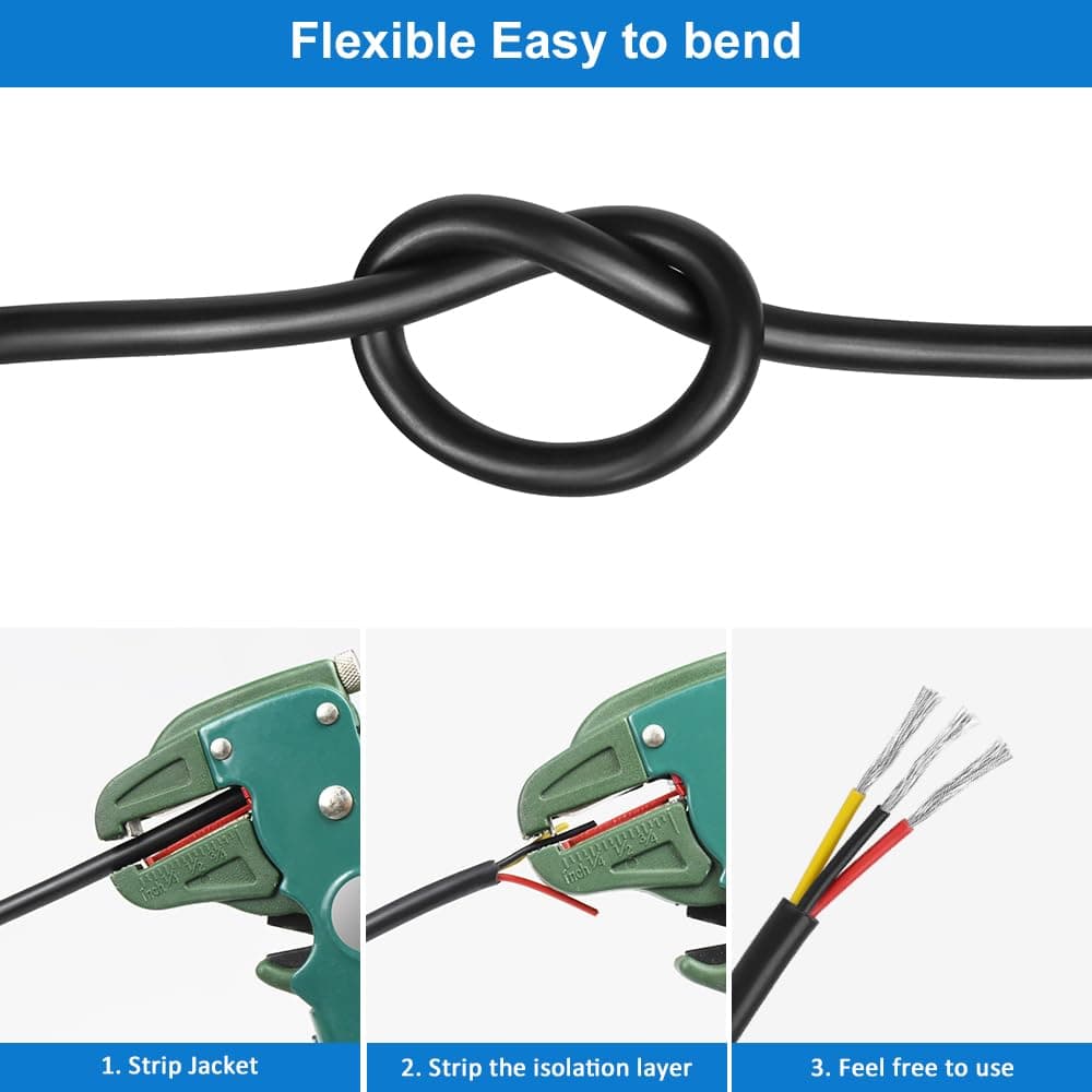 16AWG 3-Conductor Electrical Wire 33FT PVC Tinned Copper 16/3 Extension Cable - Thumbnail 7