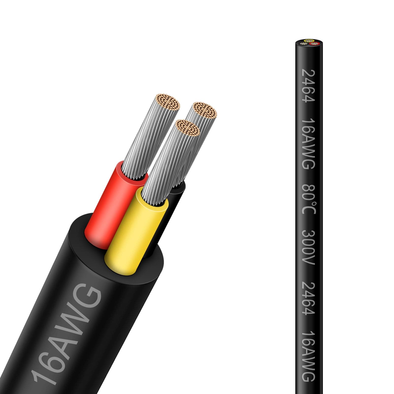 16AWG 3-Conductor Electrical Wire 33FT PVC Tinned Copper 16/3 Extension Cable - Image 1