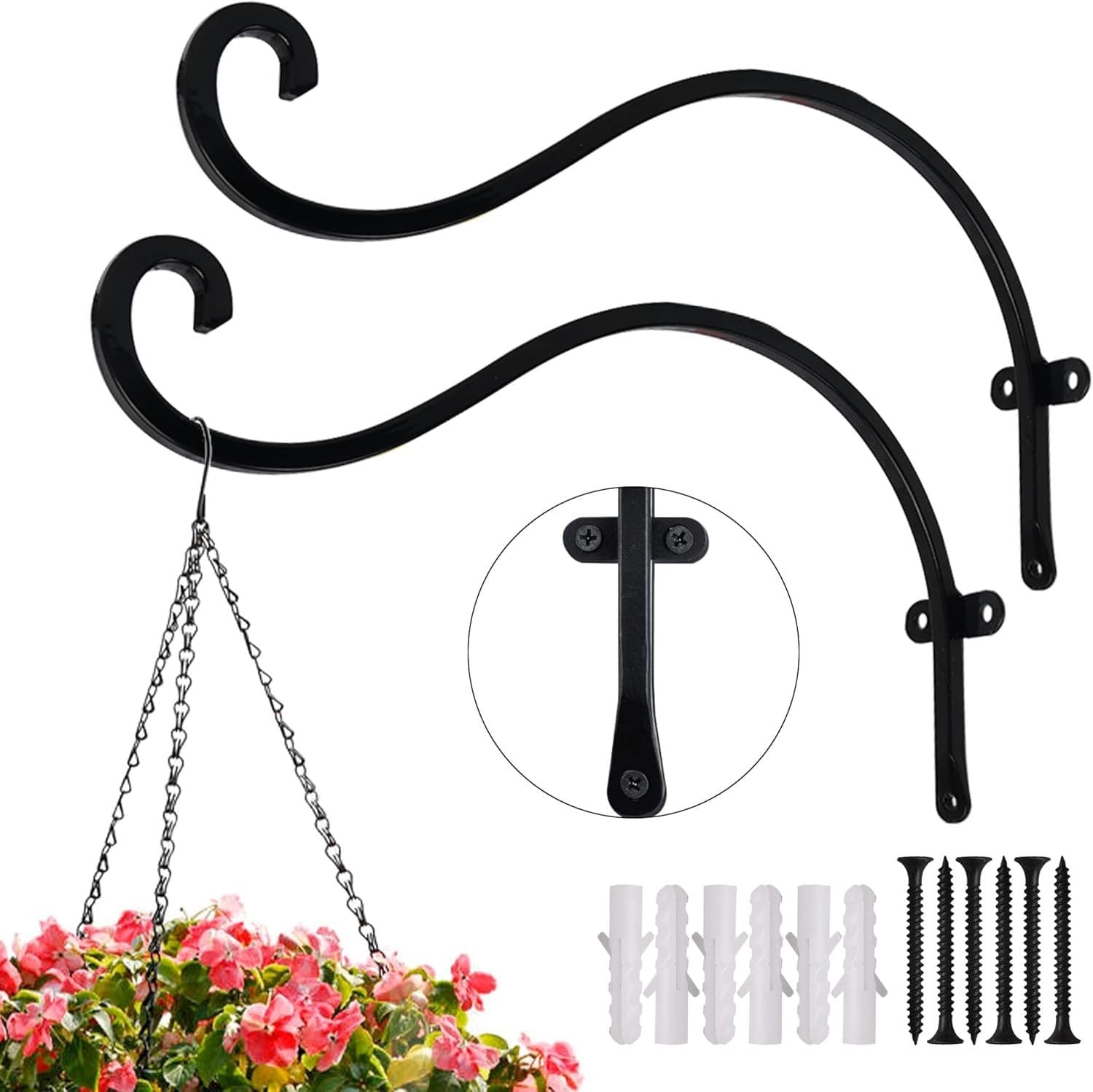 Hourleey 2 Pack Plant Hanger Outdoor, 12 Inch Heavy-Duty Hanging Plant Hook for - Thumbnail 15
