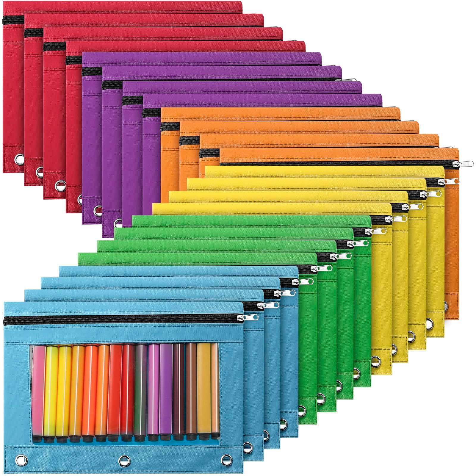 Marspark 48 PCS Pouch Bag for 3 Ring Binder - Bulk Zipper Pencil Binder Pouches - Image 1