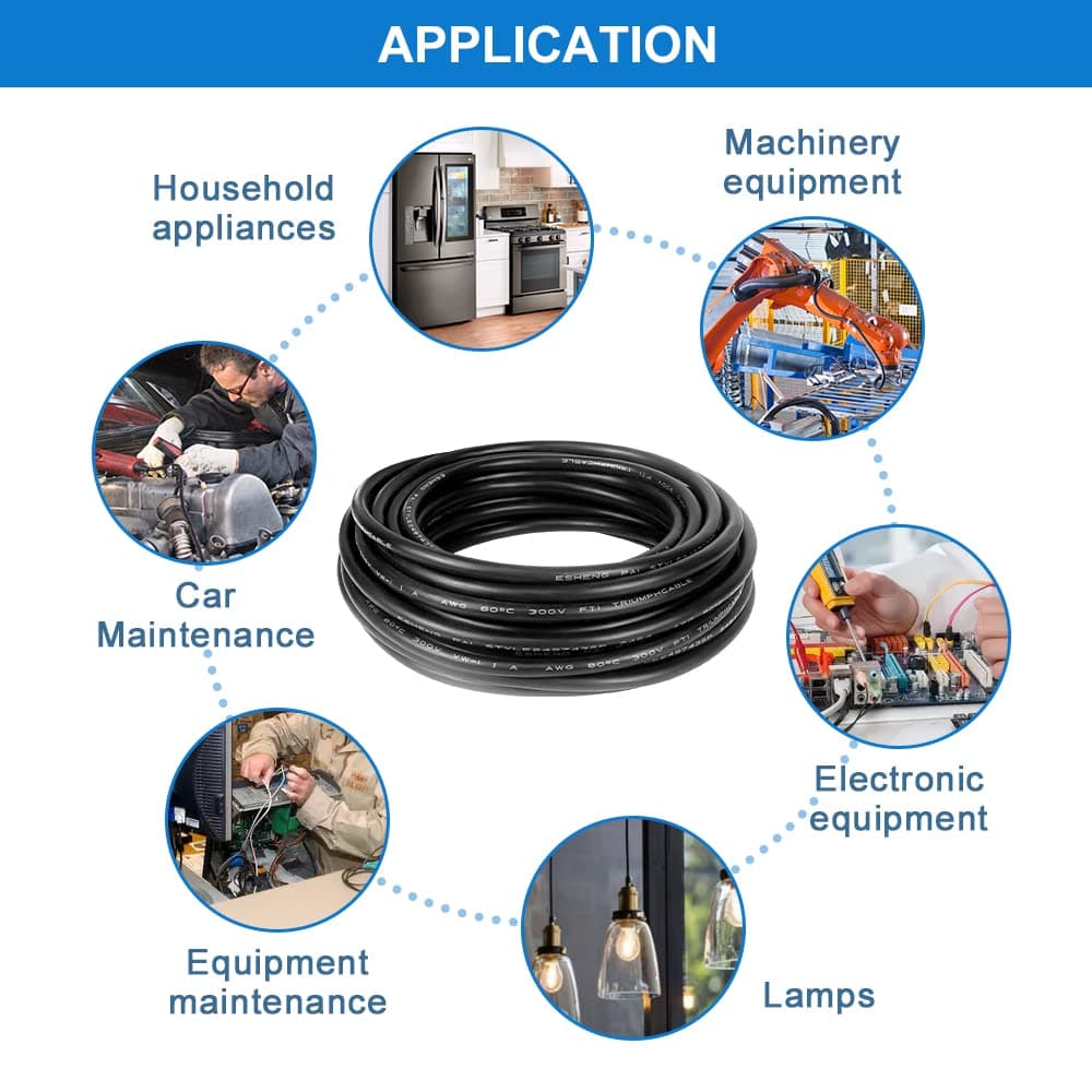 16AWG 3-Conductor Electrical Wire 33FT PVC Tinned Copper 16/3 Extension Cable - Thumbnail 6