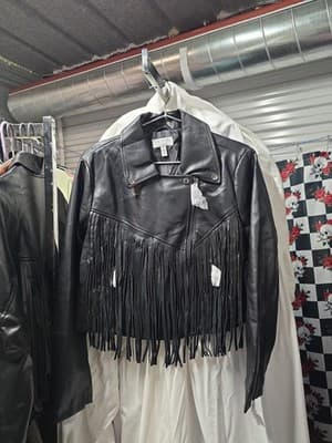 Sofia Jeans by Sofia Vergara Faux Leather Fringe Biker Jacket - Image 1