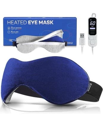 New - Heated Eye Mask Indigo/Grey,USB, Washable, Adjustable, Timer - Thumbnail 2